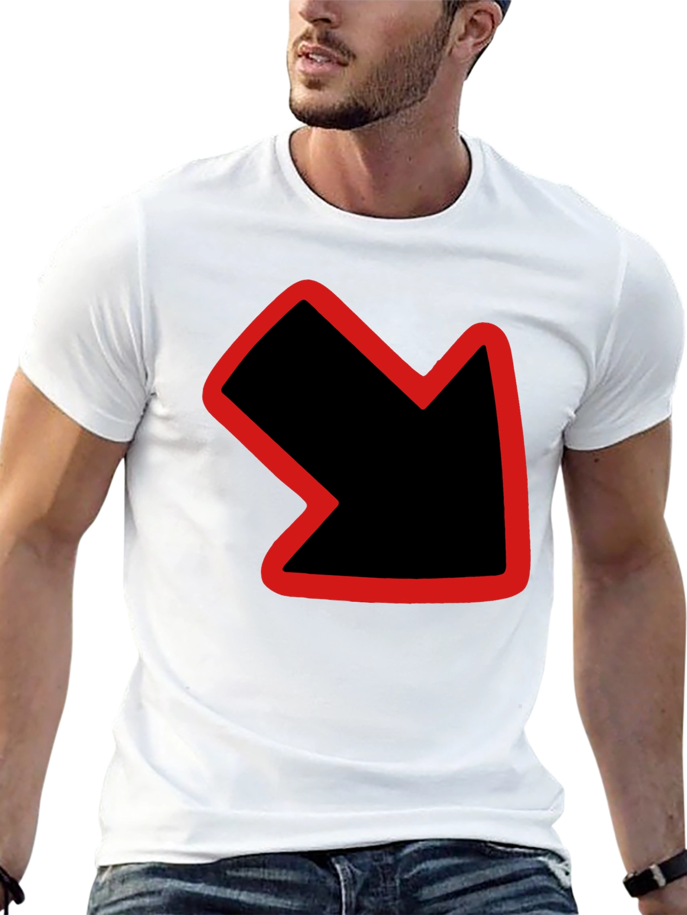 Down Right Arrow Graphic Black T-Shirt