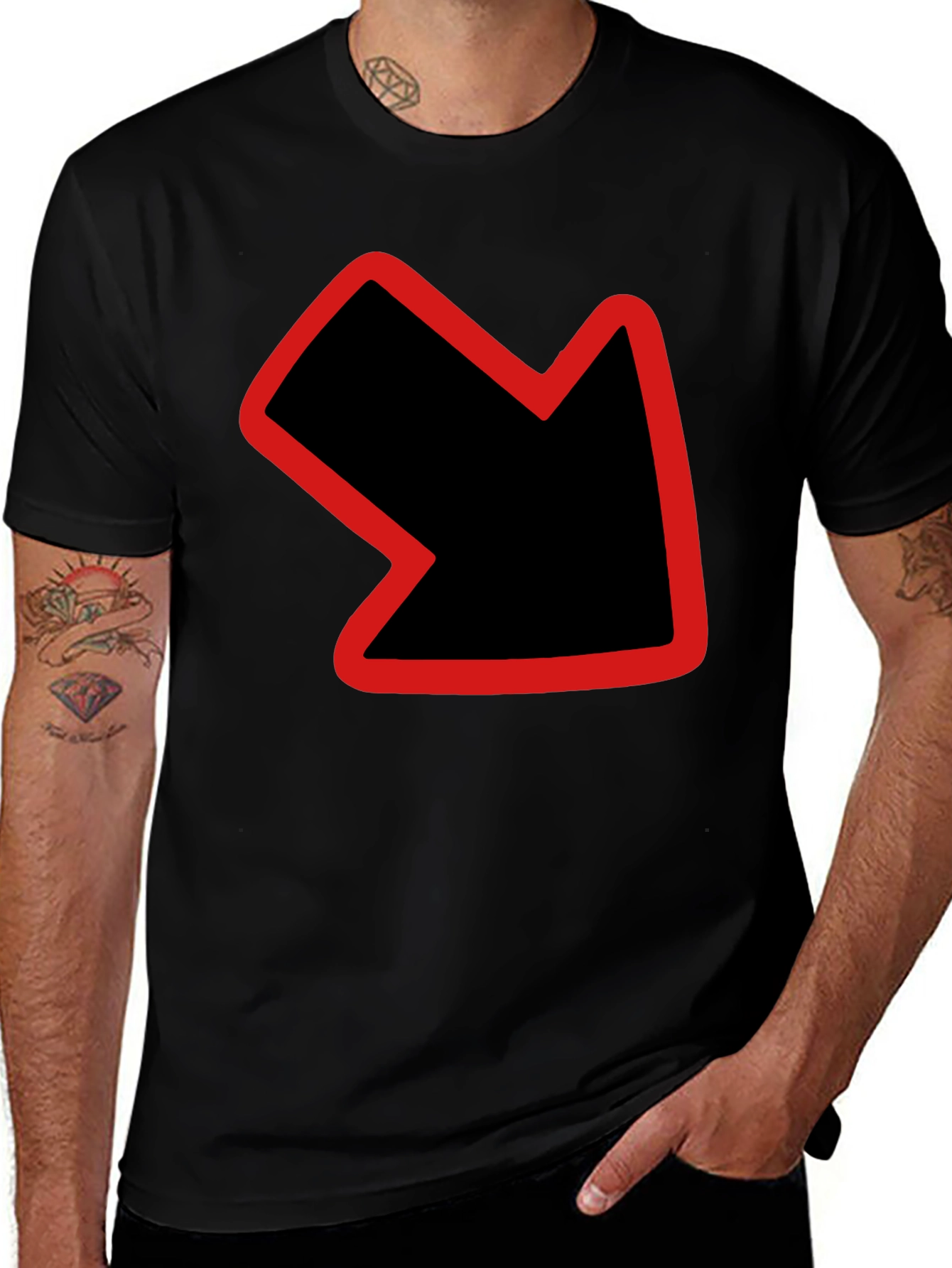 Down Right Arrow Graphic Black T-Shirt