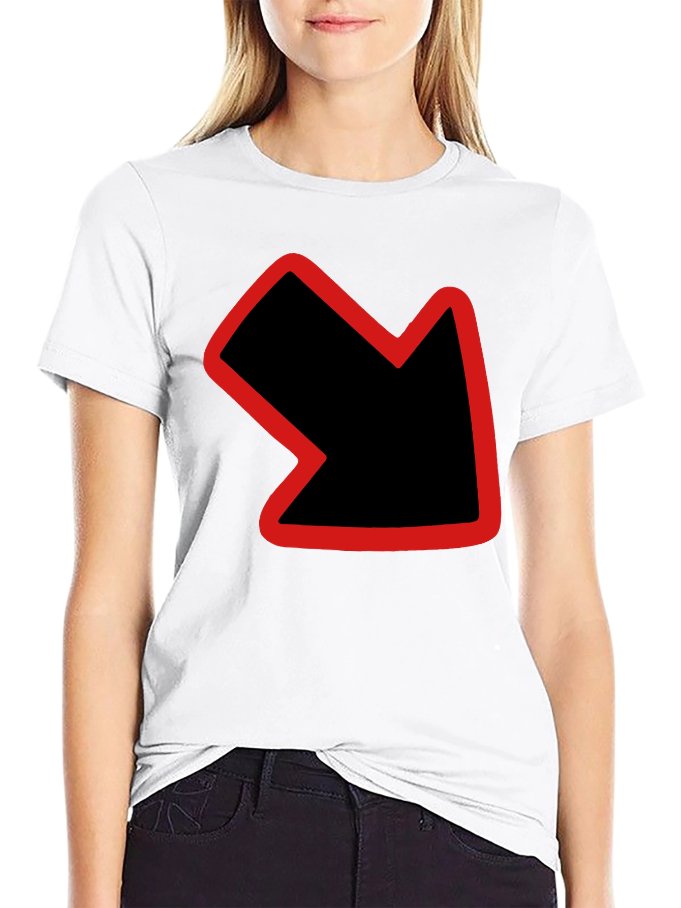 Down Right Arrow Graphic Black T-Shirt