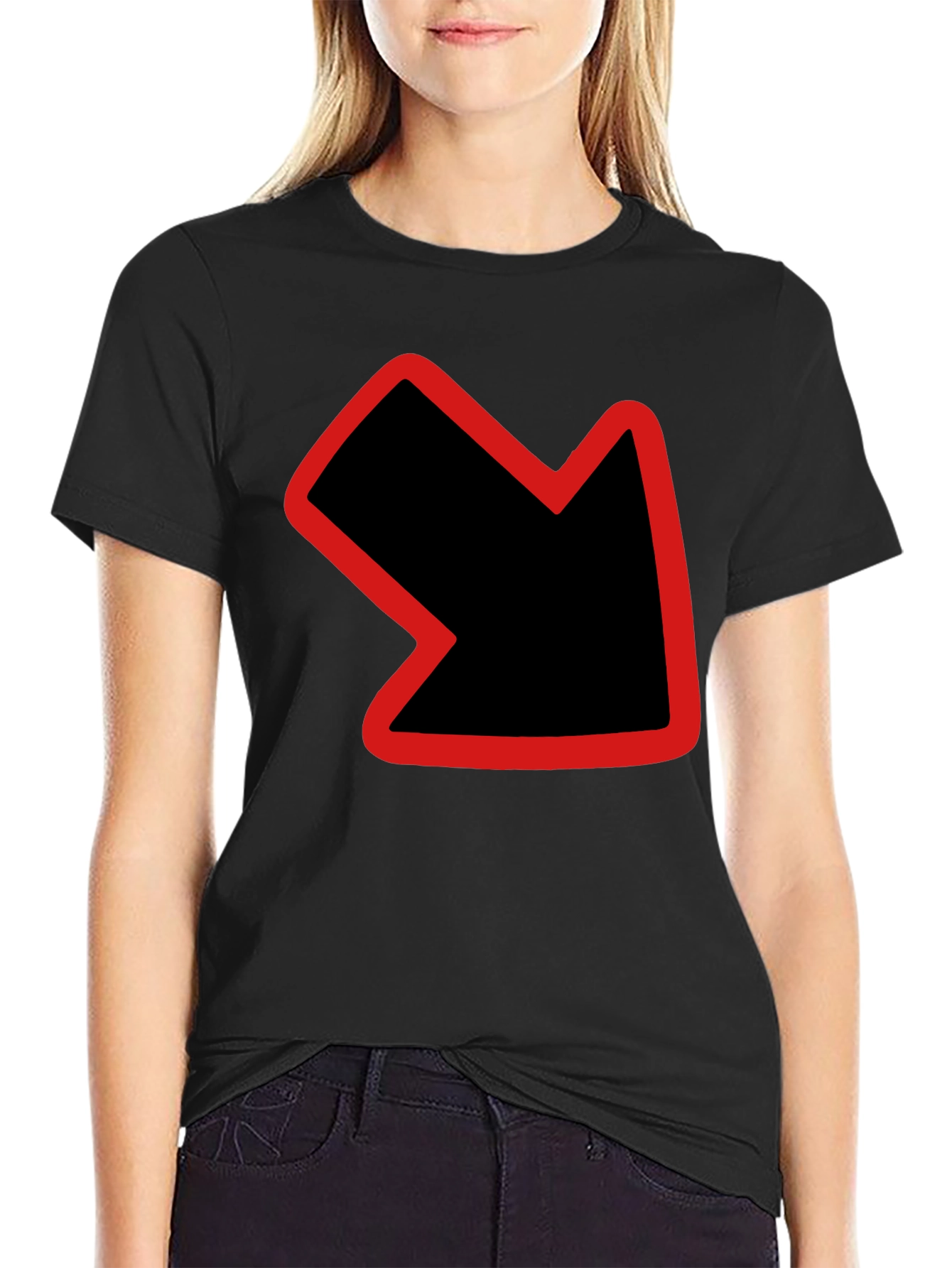 Down Right Arrow Graphic Black T-Shirt