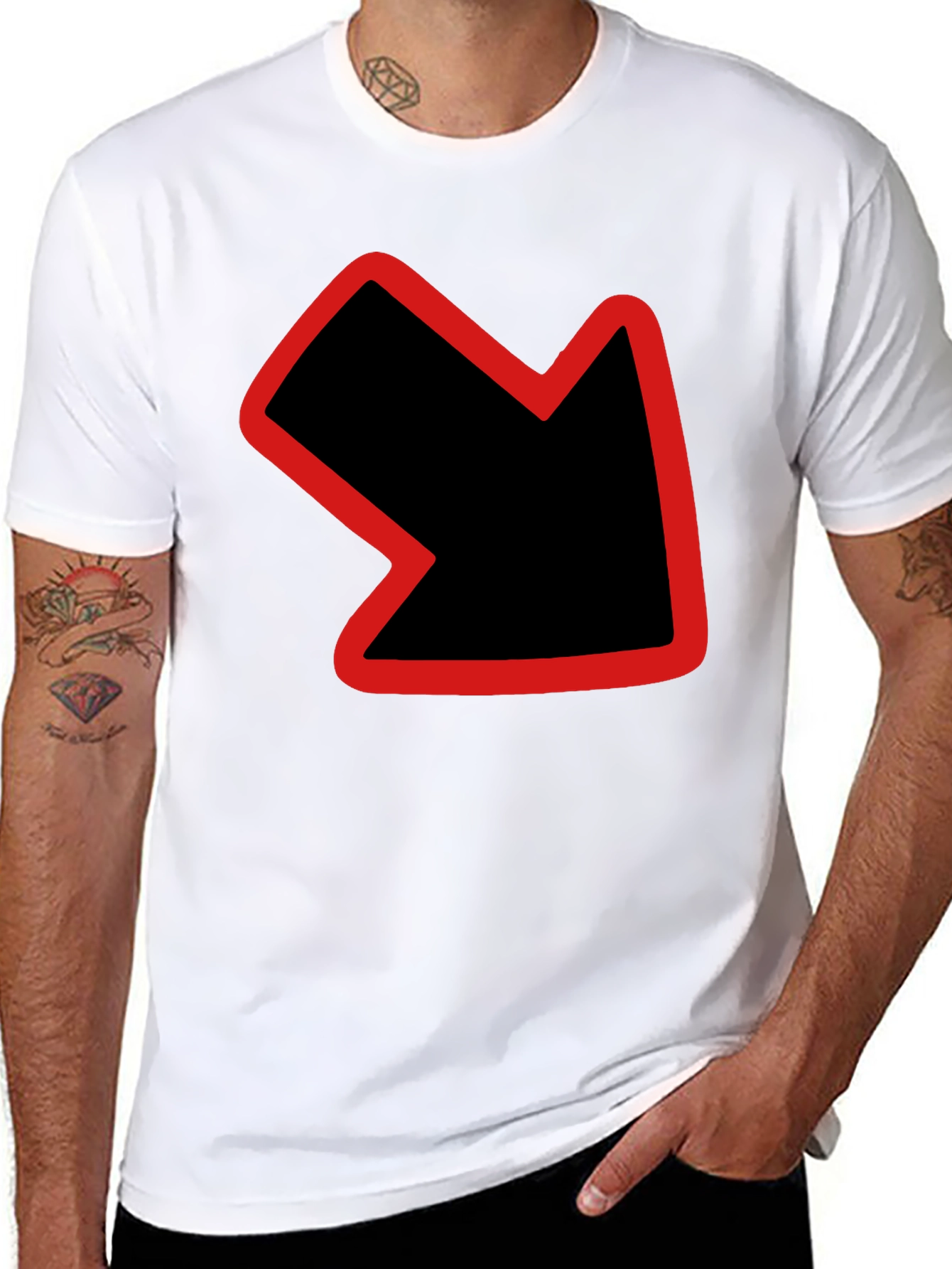 Down Right Arrow Graphic Black T-Shirt