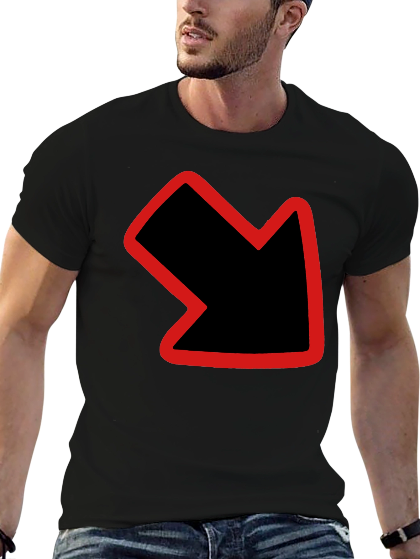 Down Right Arrow Graphic Black T-Shirt