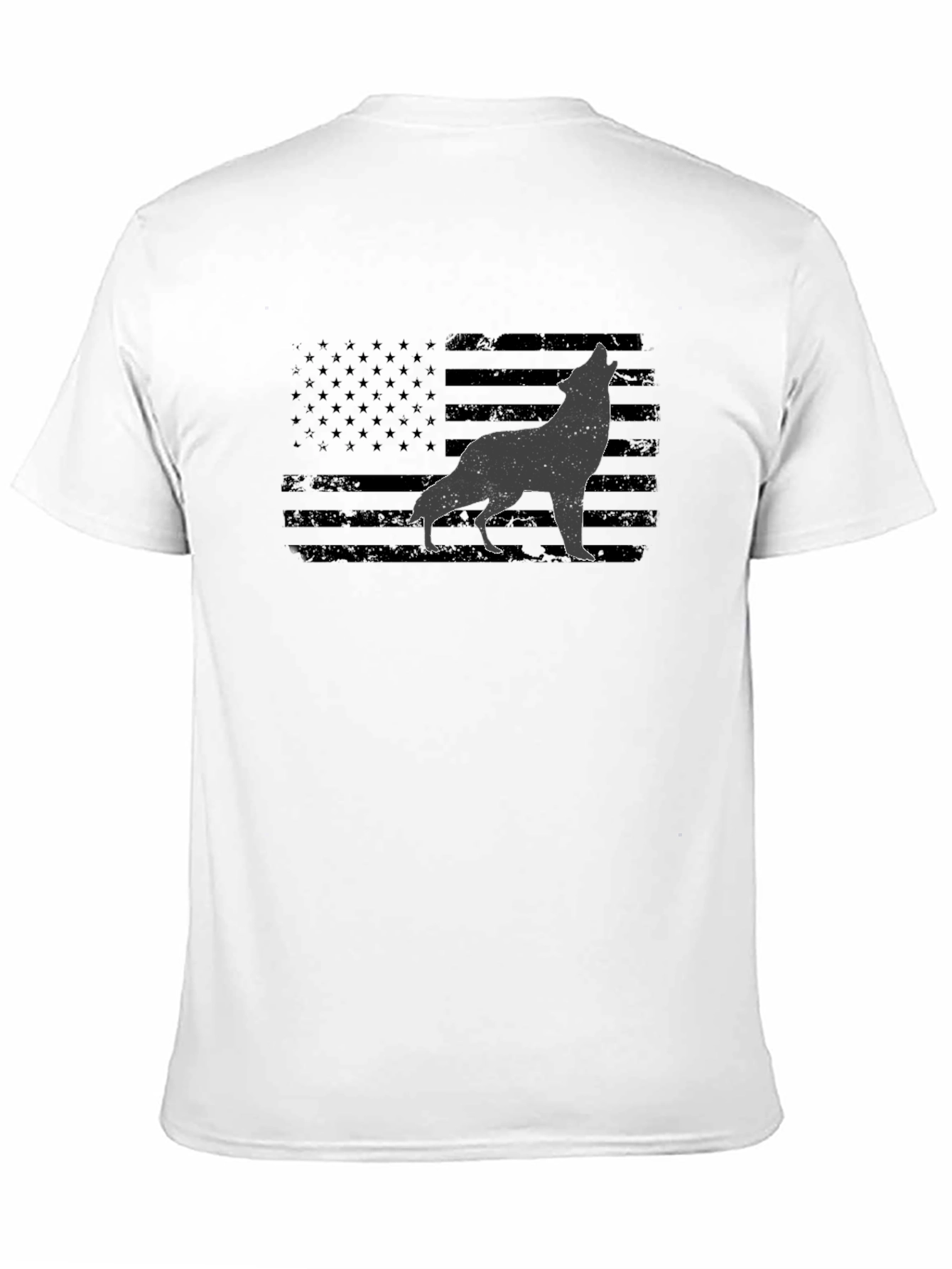 American Flag Wolf Graphic T-Shirt