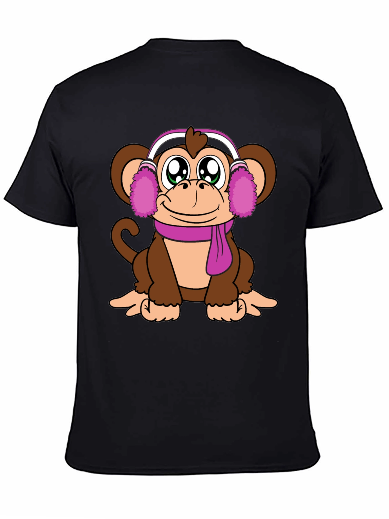 Cute Monkey with Earmuffs Graphic Tee