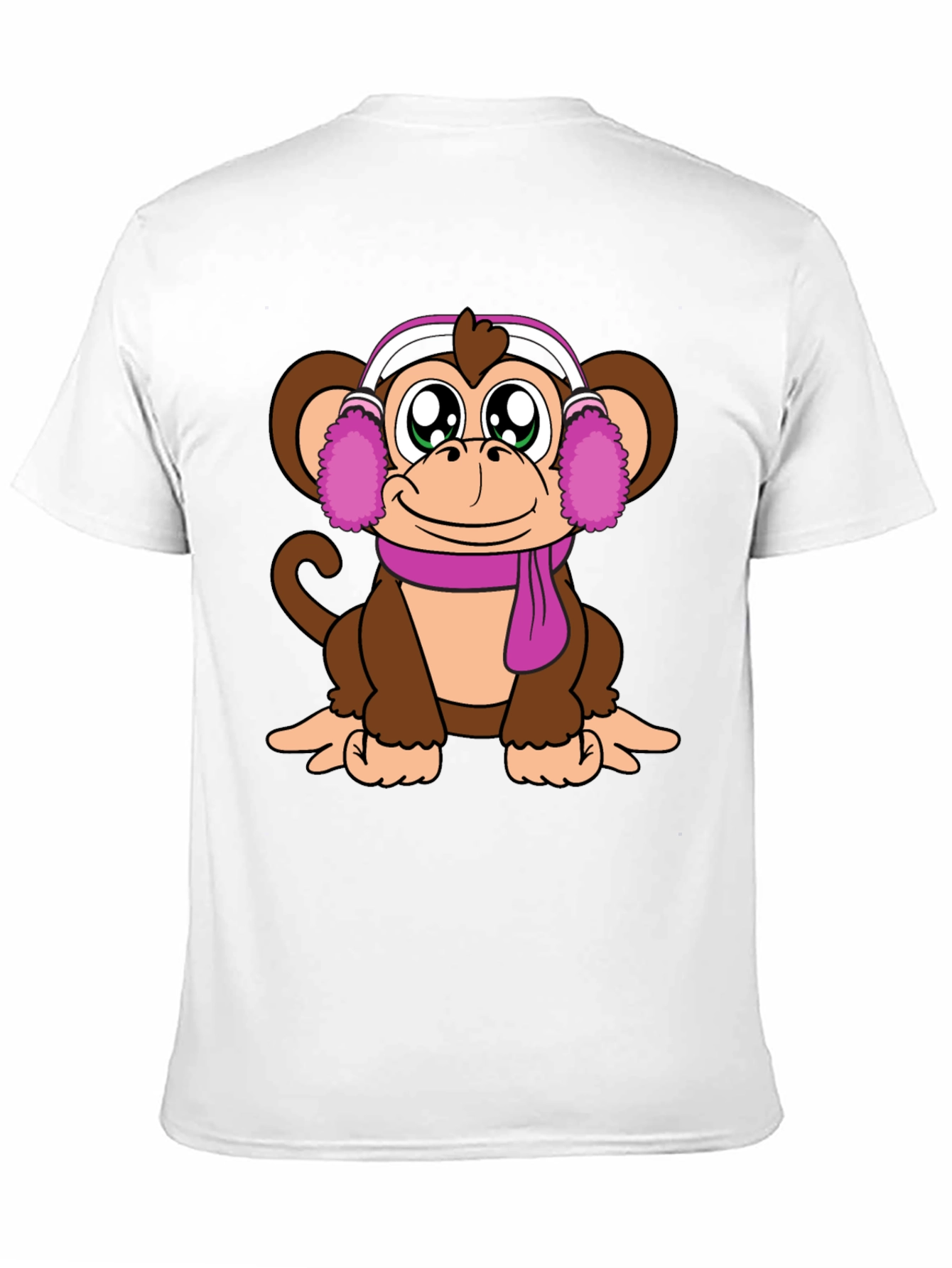 Cute Monkey with Earmuffs Graphic Tee