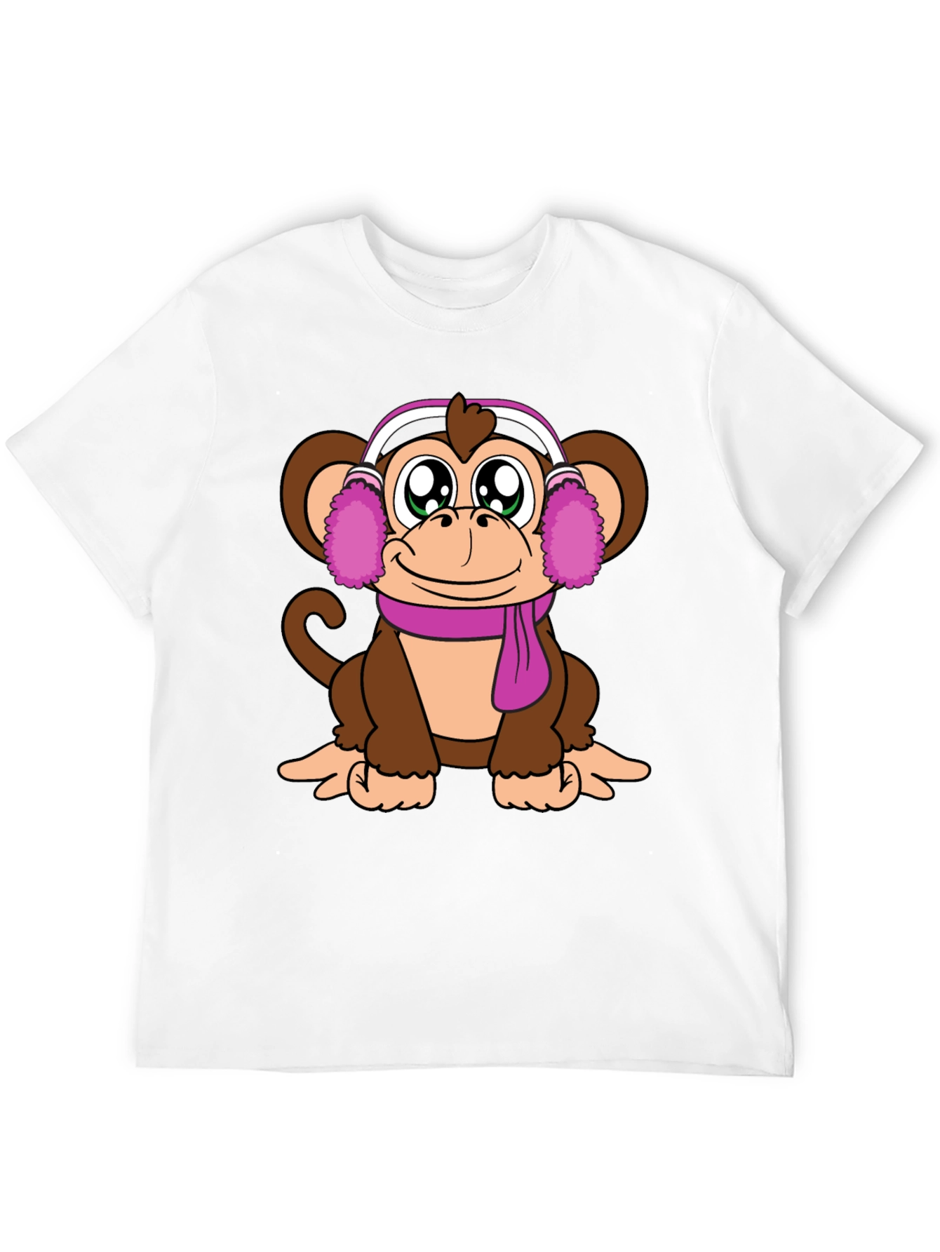 Cute Monkey with Earmuffs Graphic Tee