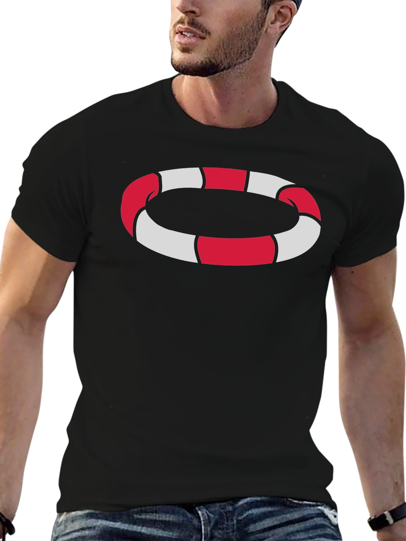 Striped Ring Graphic Tee - Modern Casual Wear