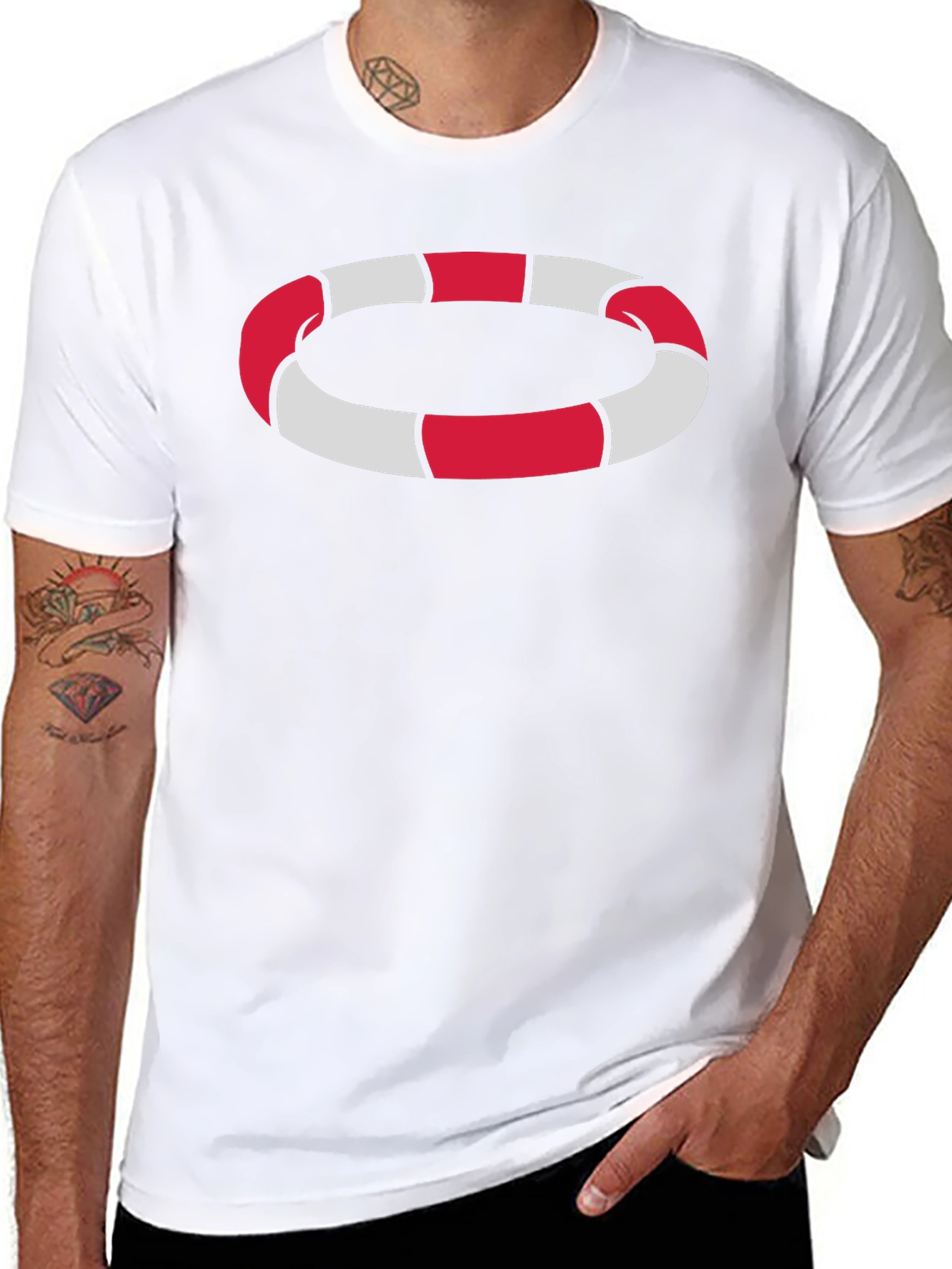 Striped Ring Graphic Tee - Modern Casual Wear