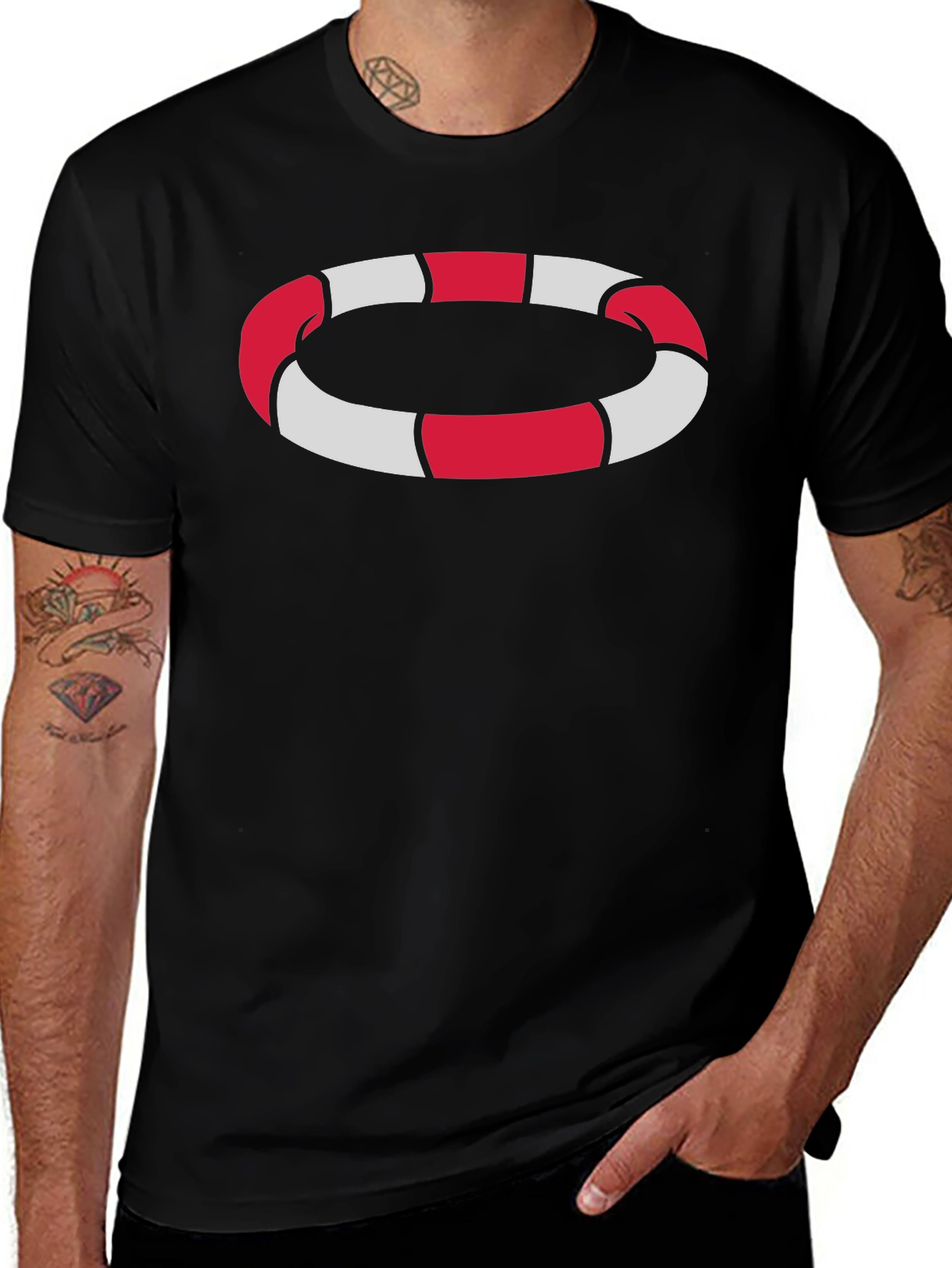 Striped Ring Graphic Tee - Modern Casual Wear