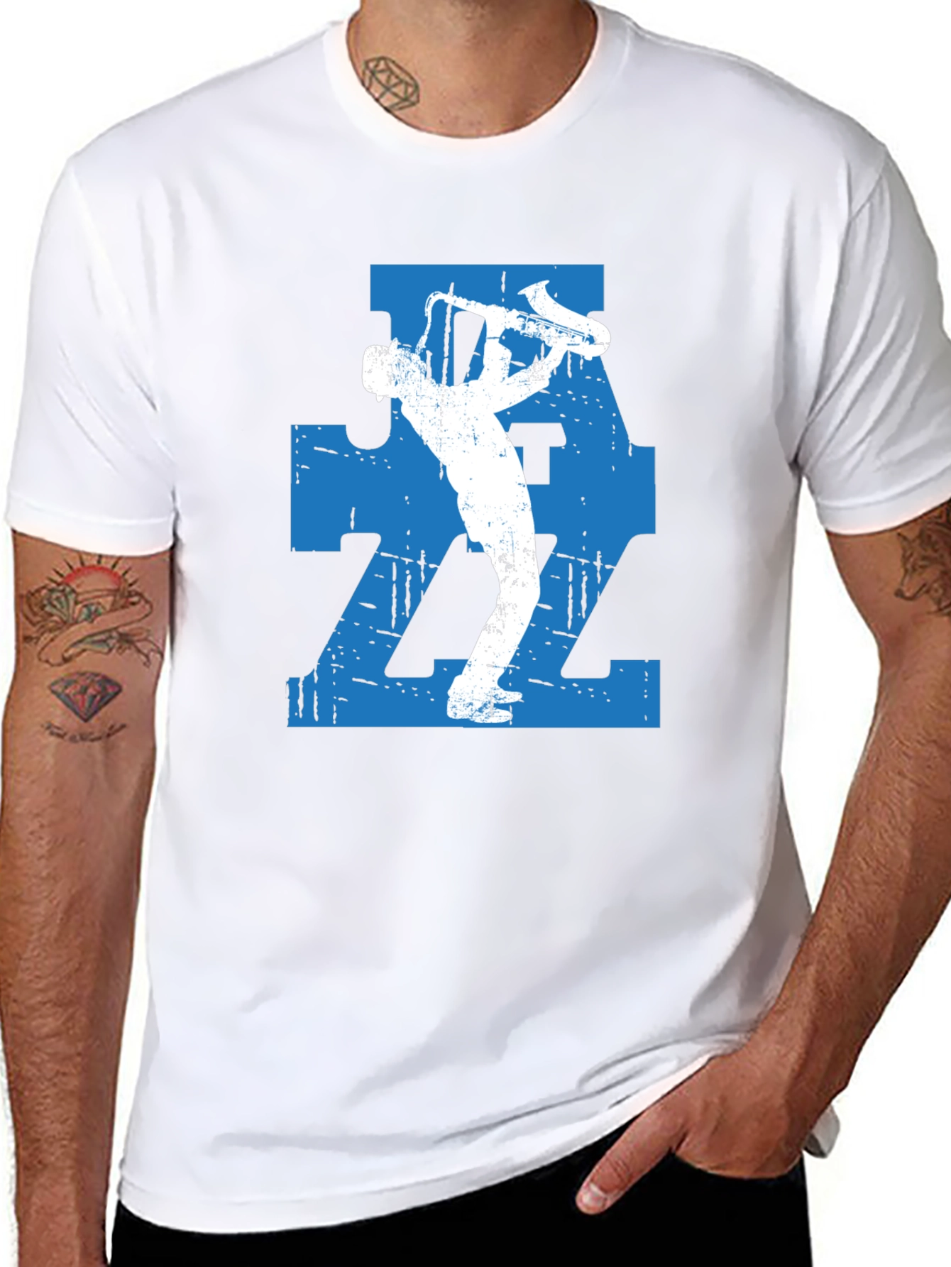 Jazz Saxophone Player Graphic T-Shirt - Black