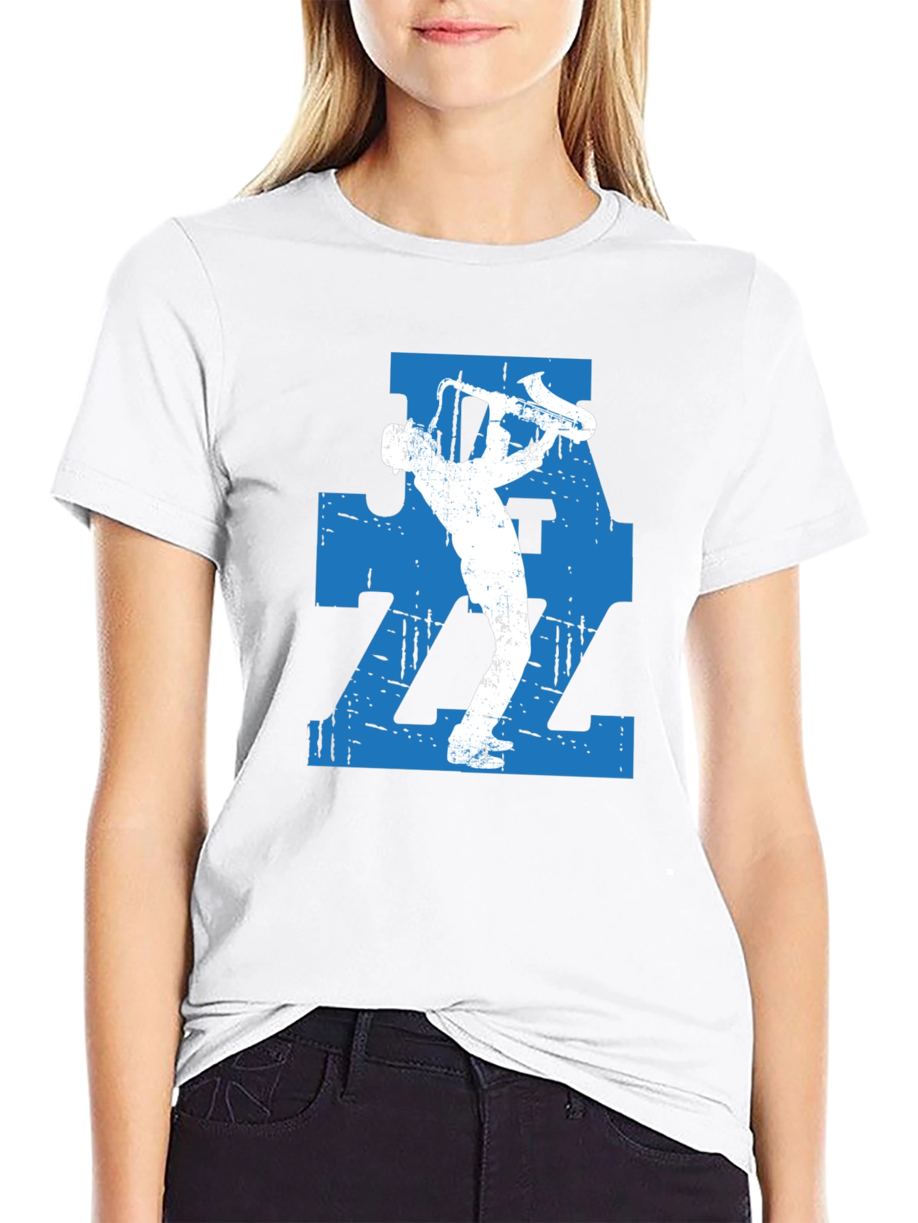 Jazz Saxophone Player Graphic T-Shirt - Black