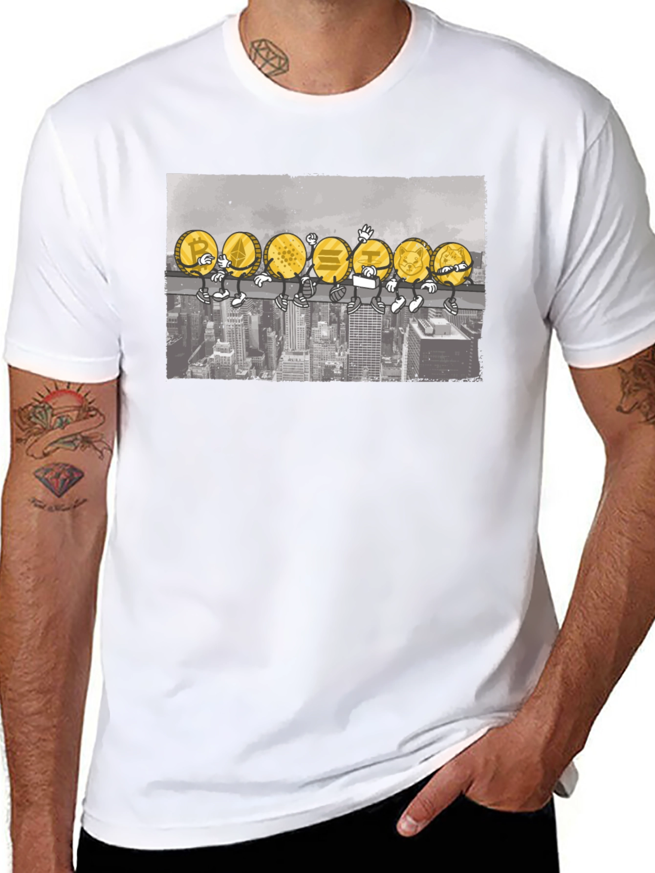 Crypto Coins T-Shirt - Cartoon Character Design