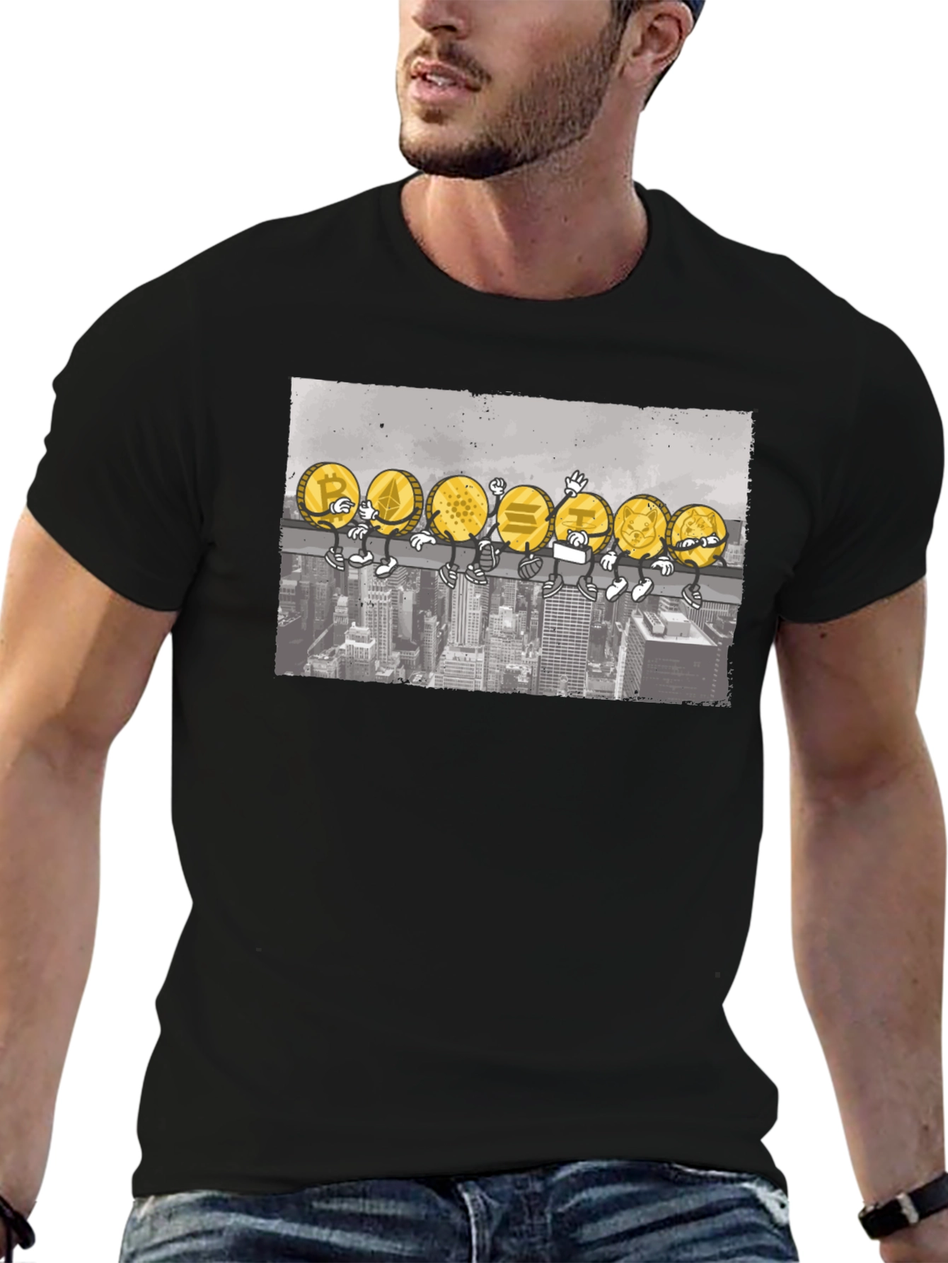 Crypto Coins T-Shirt - Cartoon Character Design