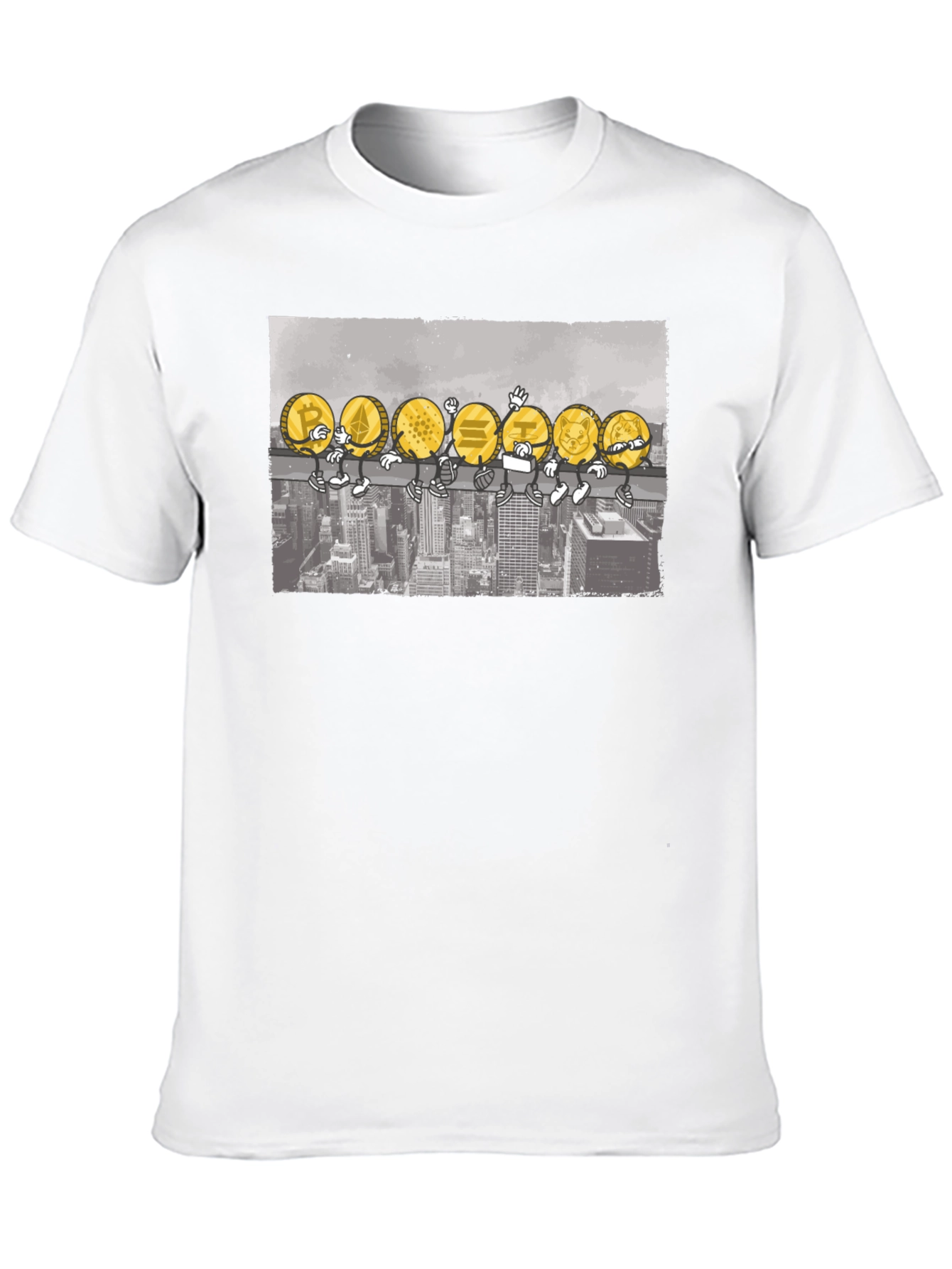 Crypto Coins T-Shirt - Cartoon Character Design