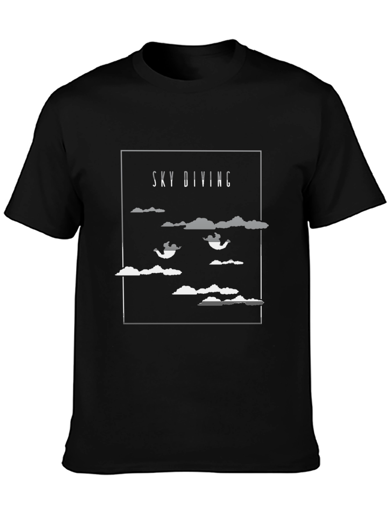 Sky Diving Graphic Tee - Black Cotton T-Shirt