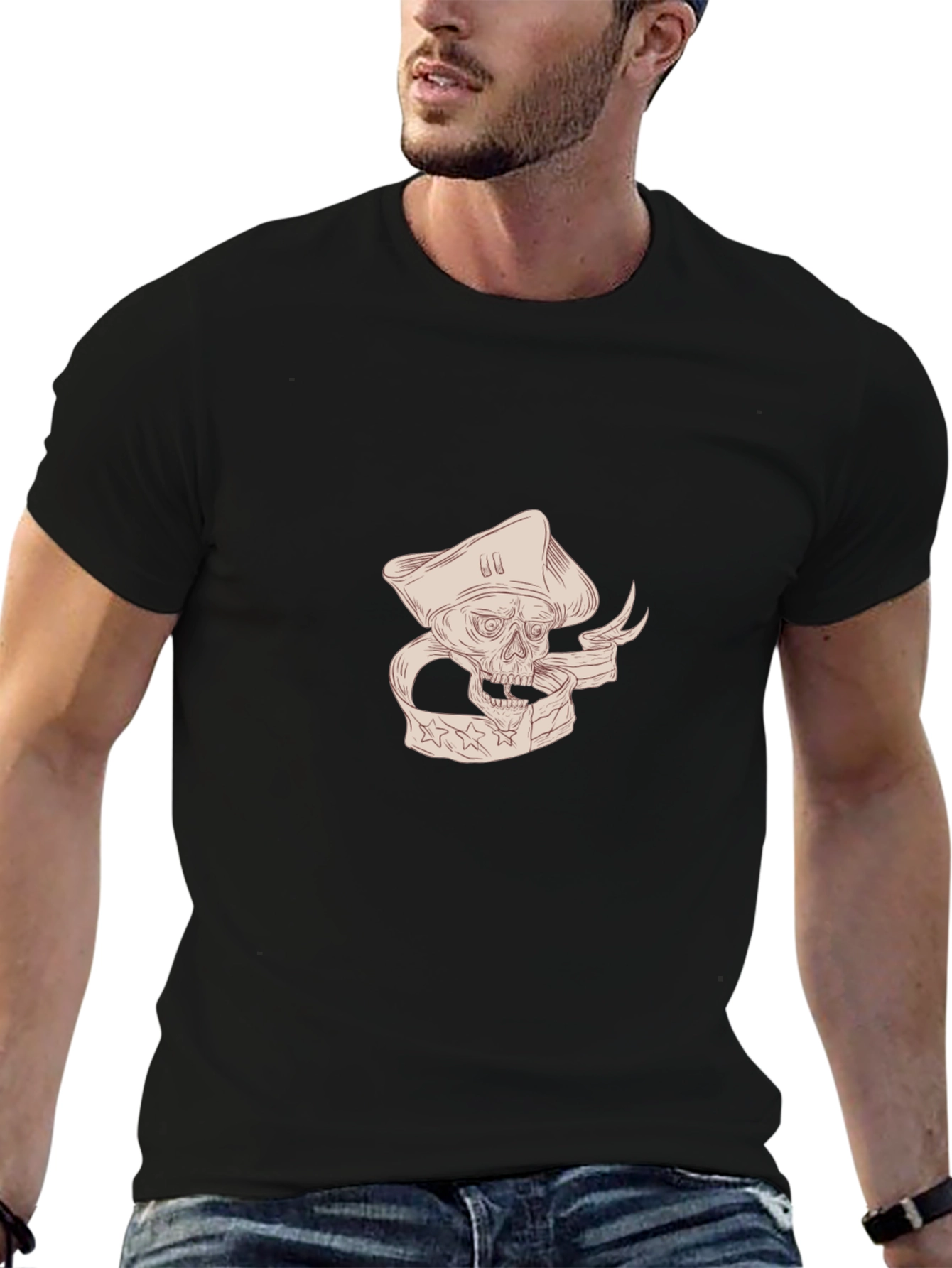 Pirate Skull Graphic T-Shirt - Black
