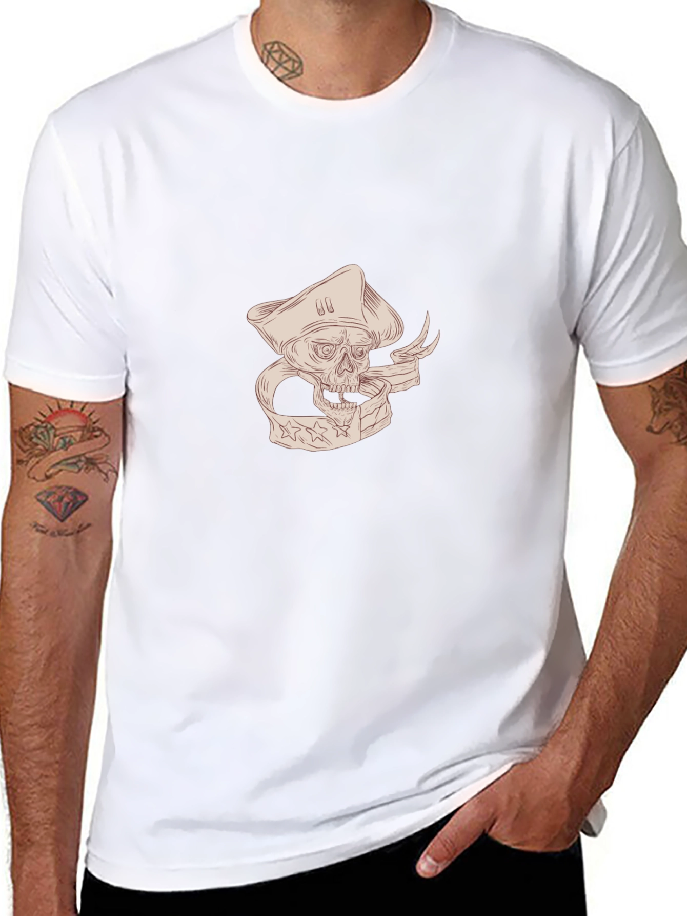 Pirate Skull Graphic T-Shirt - Black