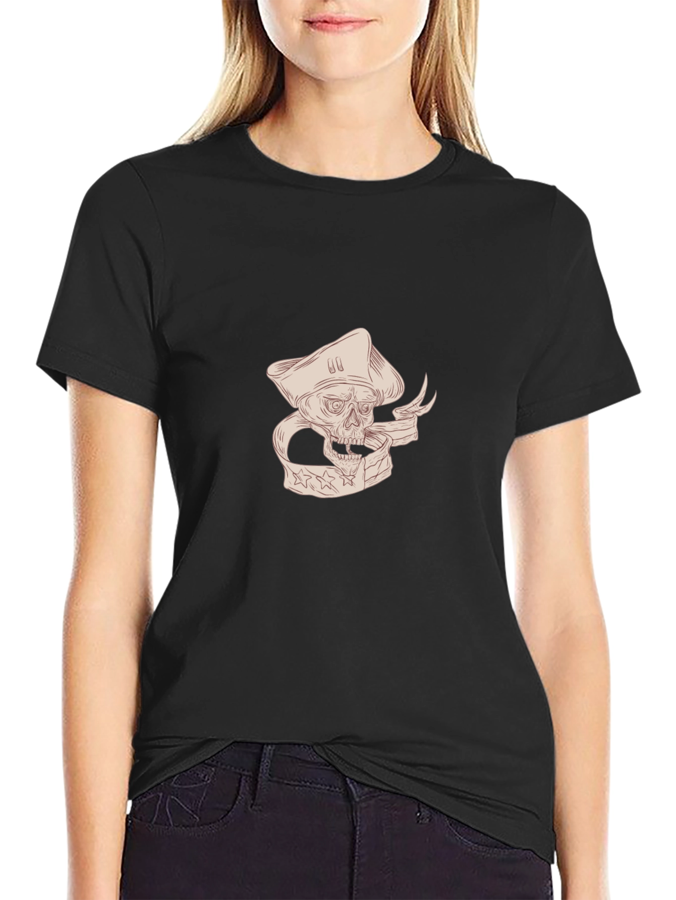 Pirate Skull Graphic T-Shirt - Black