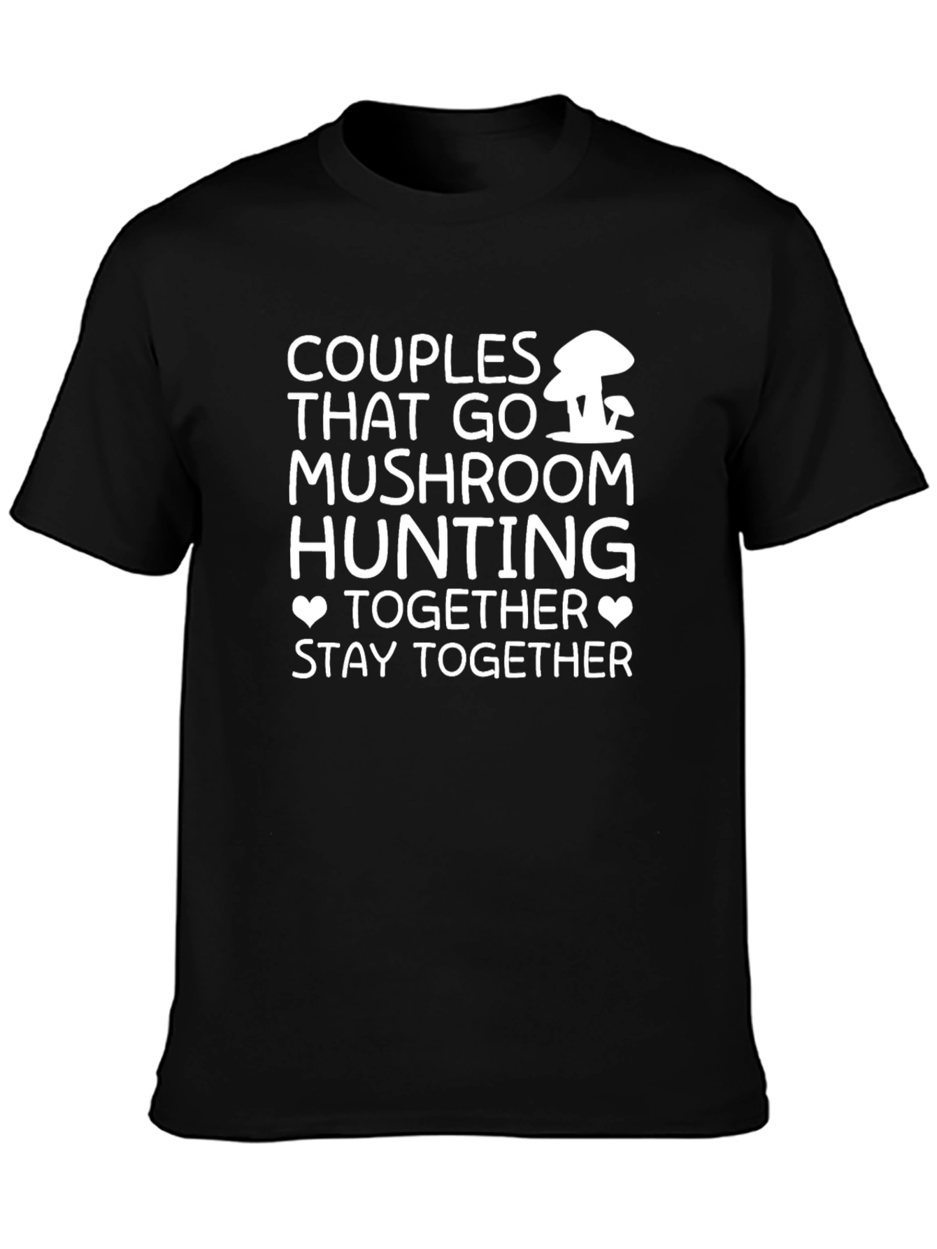Couples Mushroom Hunting Black T-Shirt