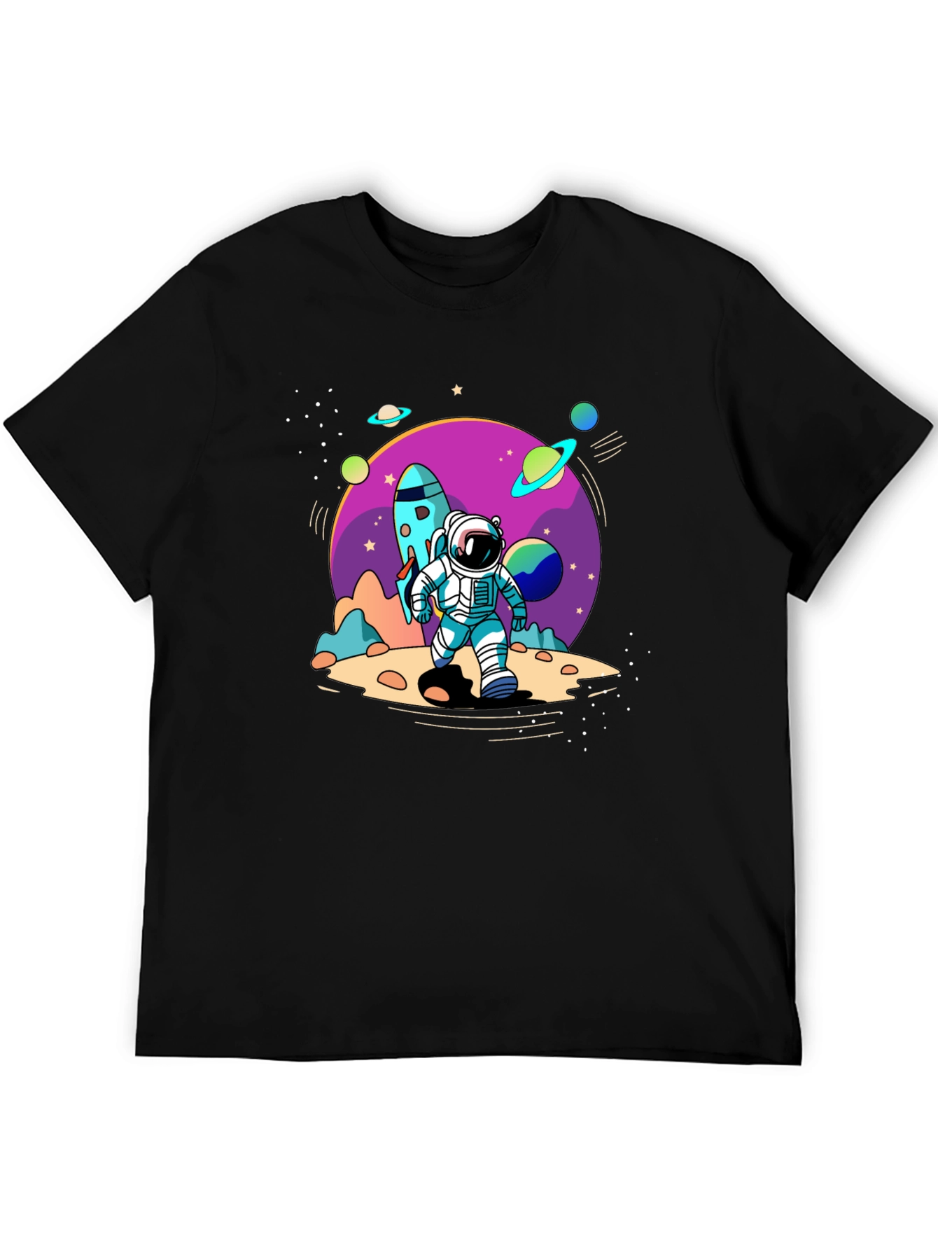 Space Explorer T-Shirt - Black Astronaut Design