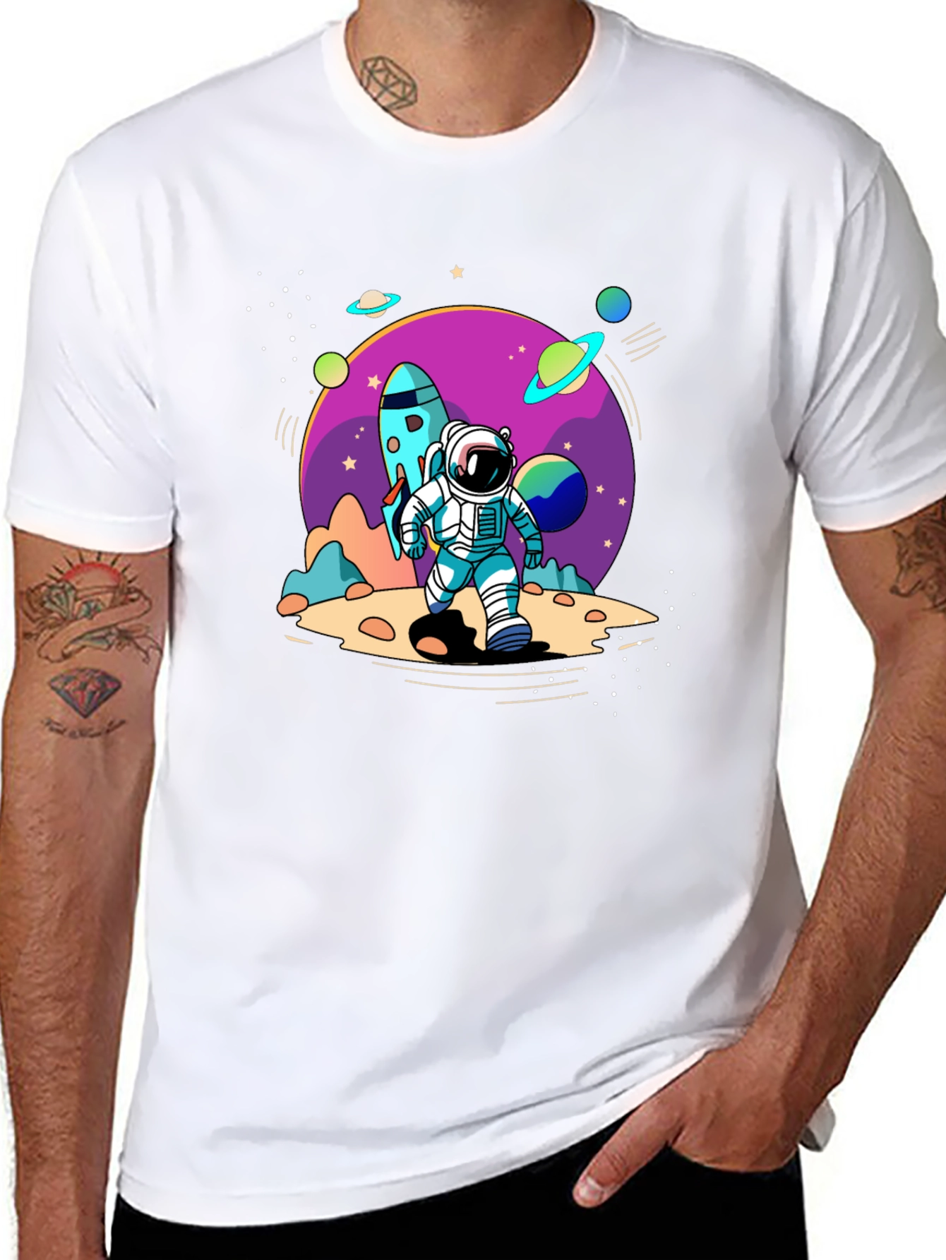 Space Explorer T-Shirt - Black Astronaut Design