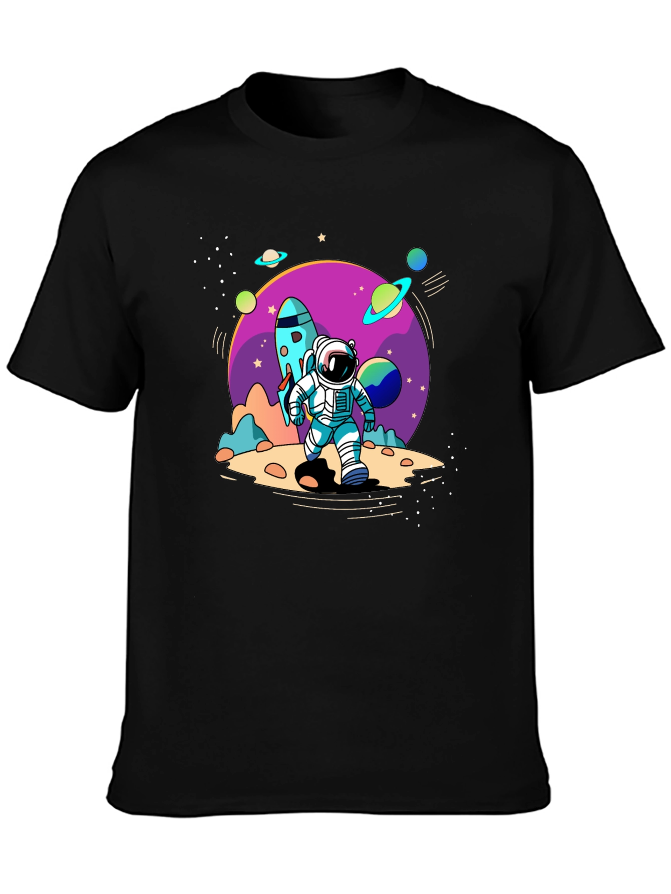 Space Explorer T-Shirt - Black Astronaut Design