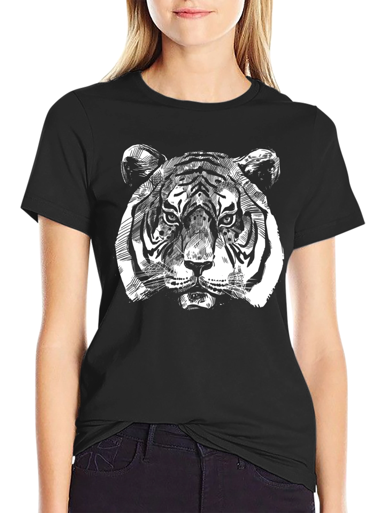 Bold Tiger Graphic Tee - Mens Black T-Shirt