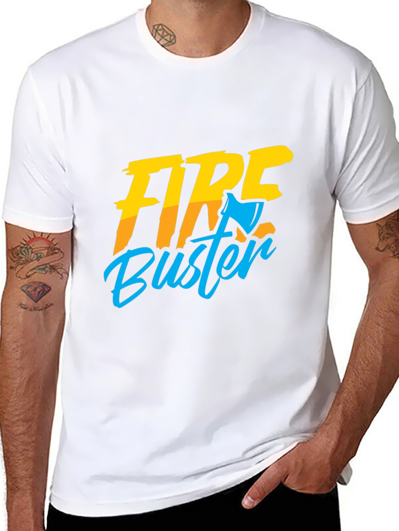 Fire Buster Graphic Tee - Black Cotton T-Shirt