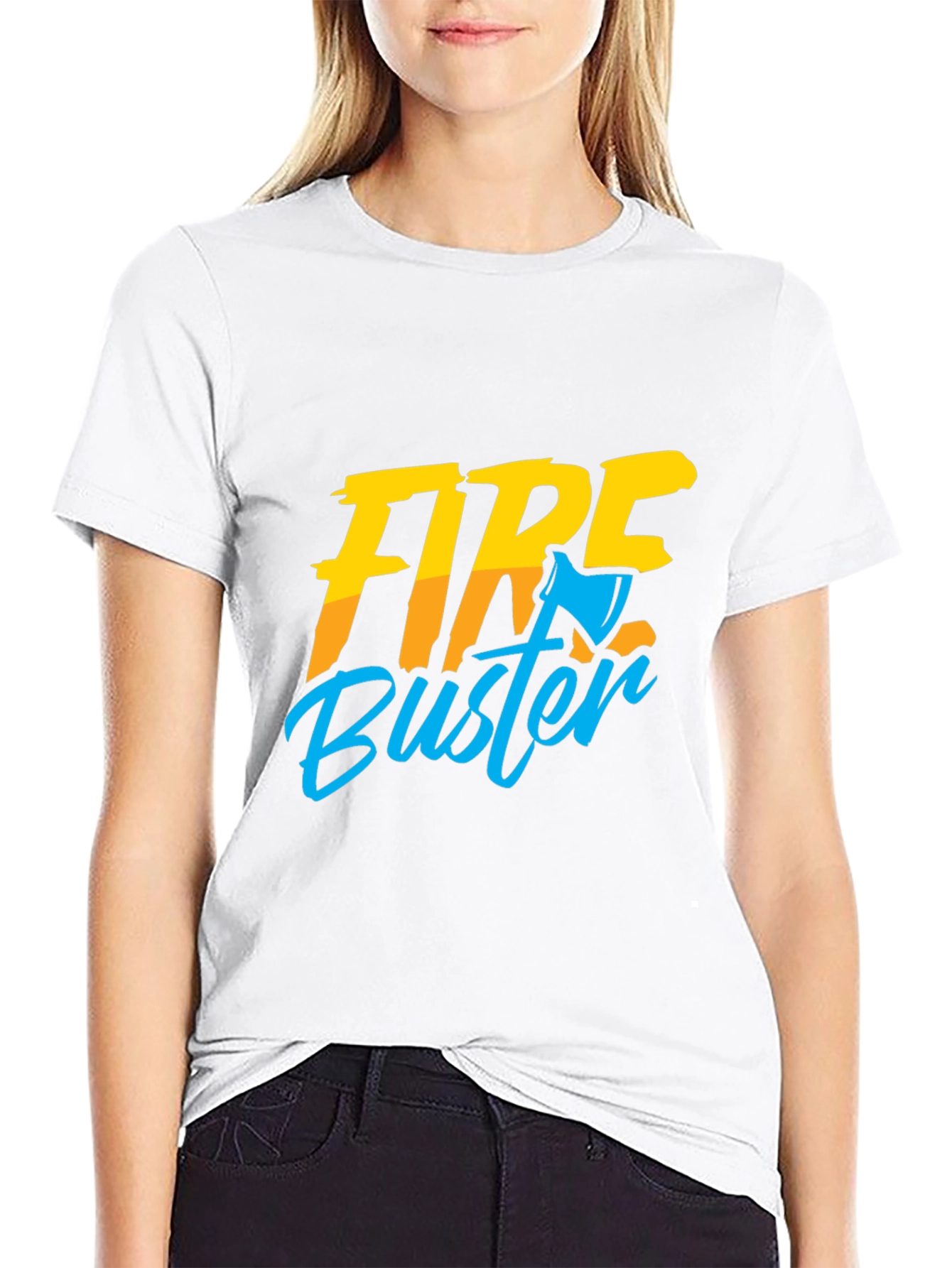 Fire Buster Graphic Tee - Black Cotton T-Shirt