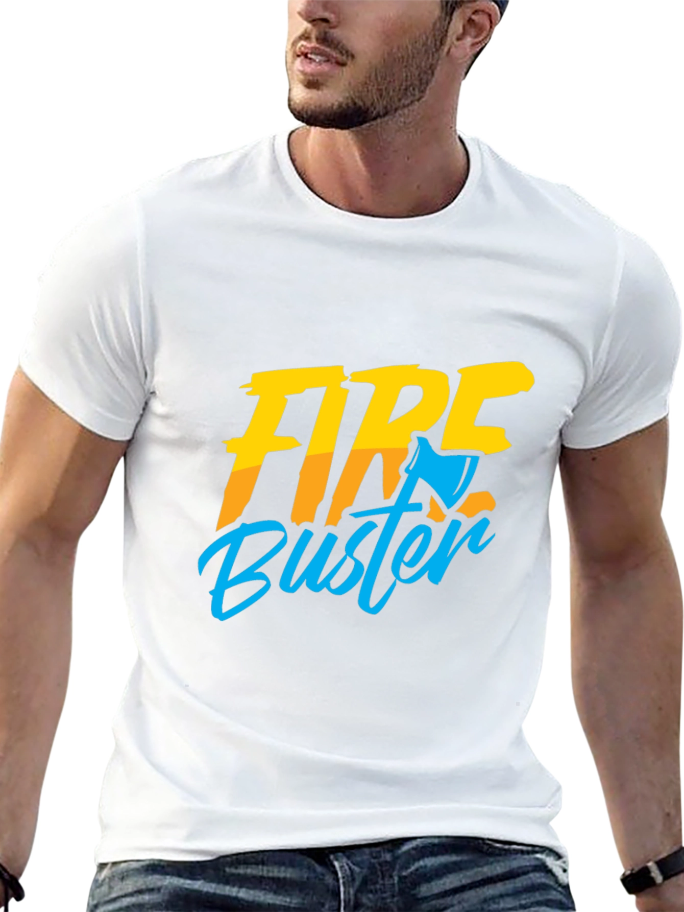 Fire Buster Graphic Tee - Black Cotton T-Shirt