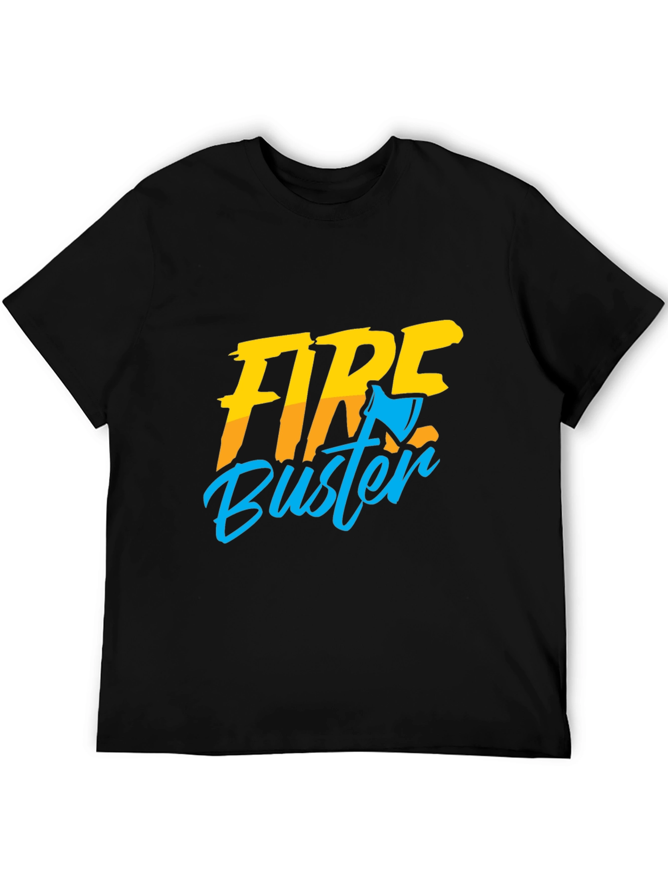 Fire Buster Graphic Tee - Black Cotton T-Shirt