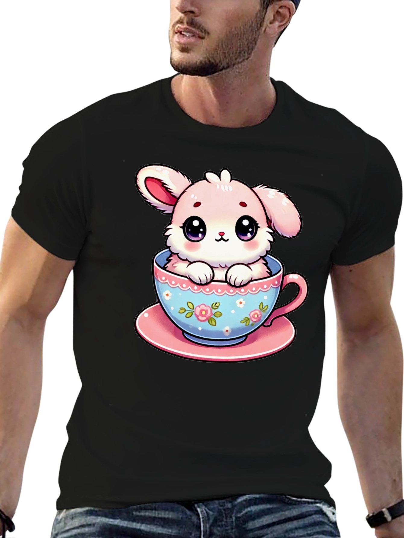 Cute Bunny in Teacup Graphic T-Shirt