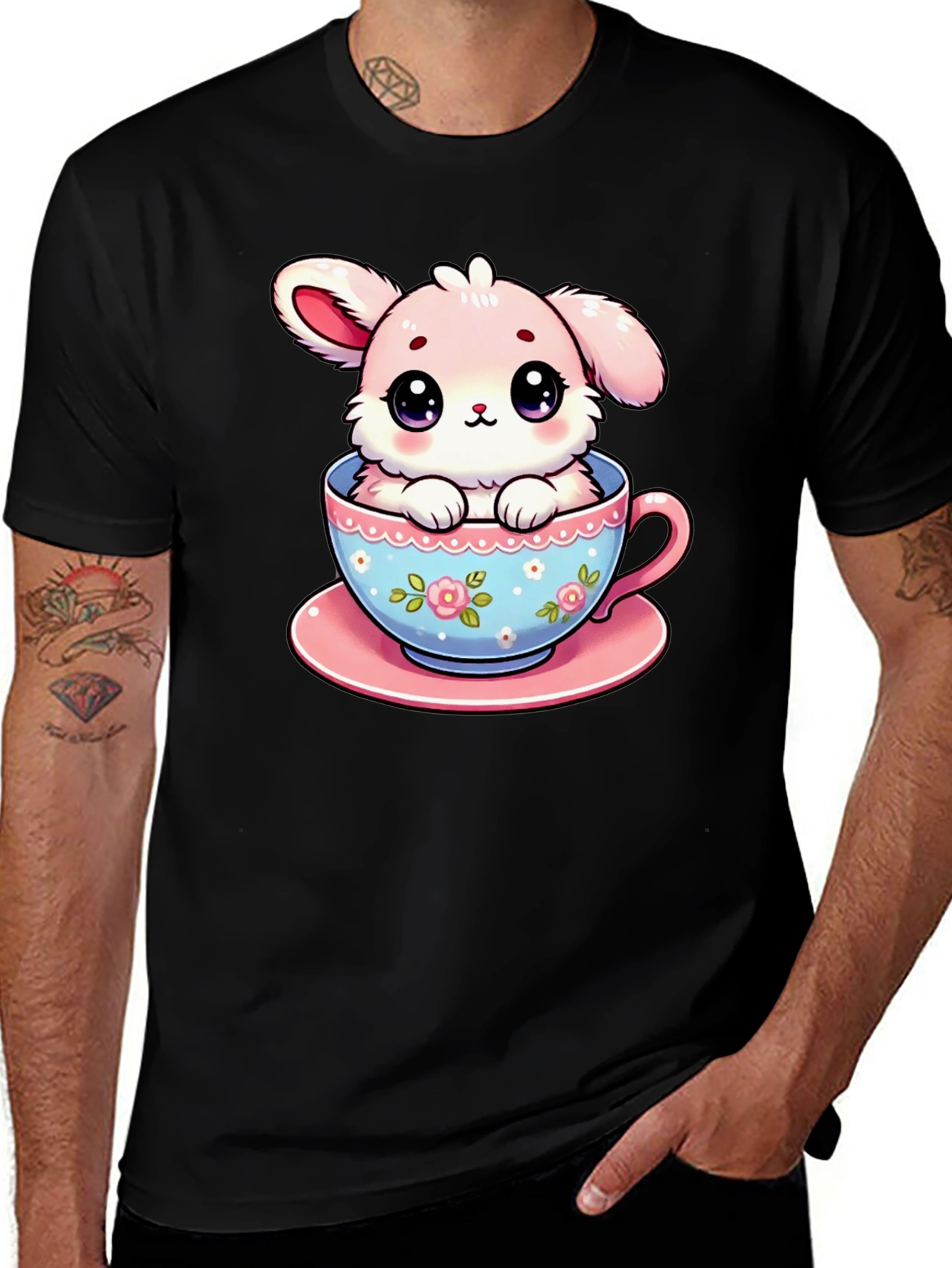 Cute Bunny in Teacup Graphic T-Shirt