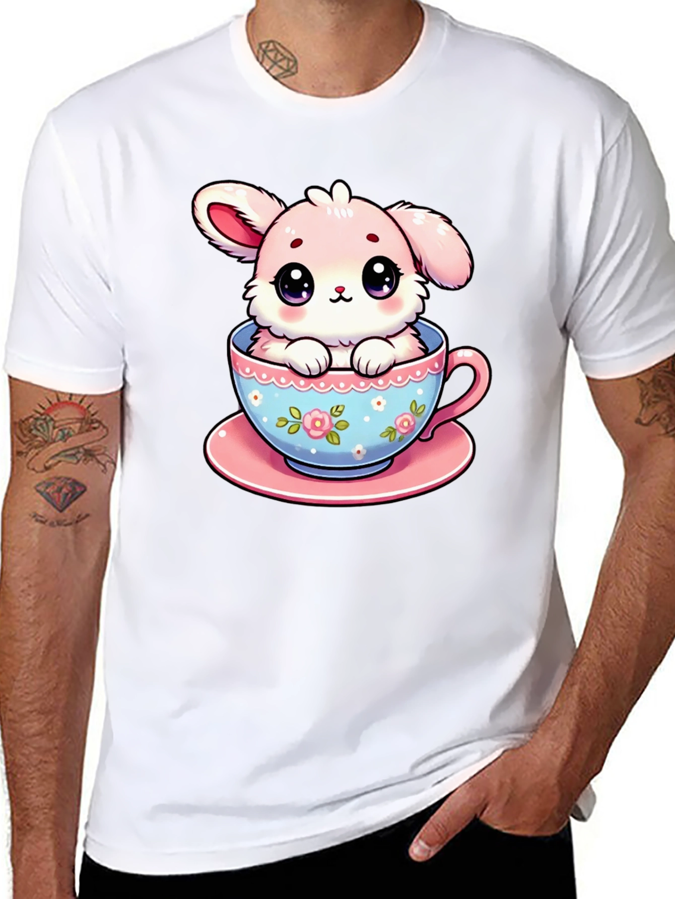 Cute Bunny in Teacup Graphic T-Shirt