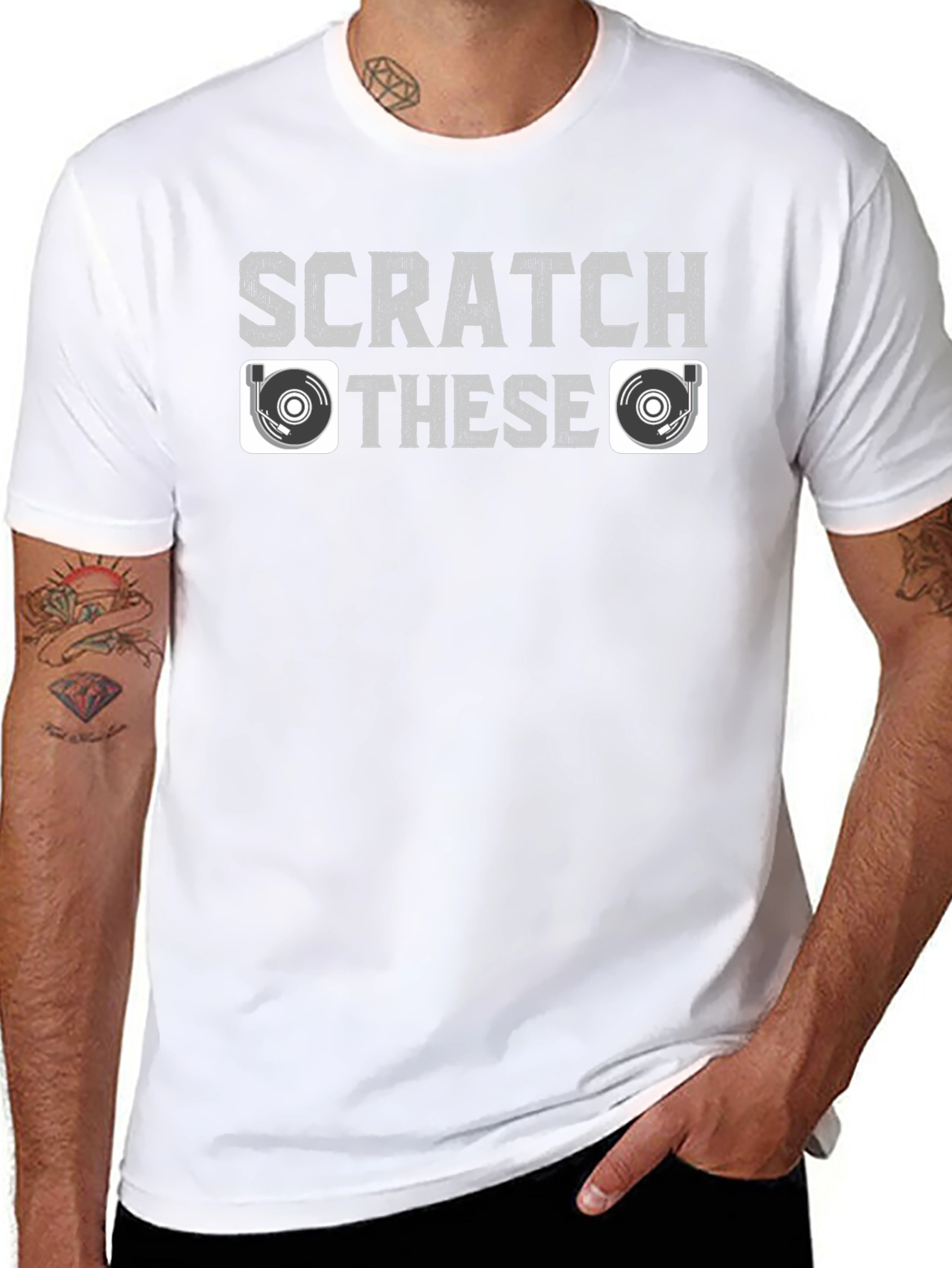 Scratch These Turntable DJ T-Shirt - Music Lover Gift