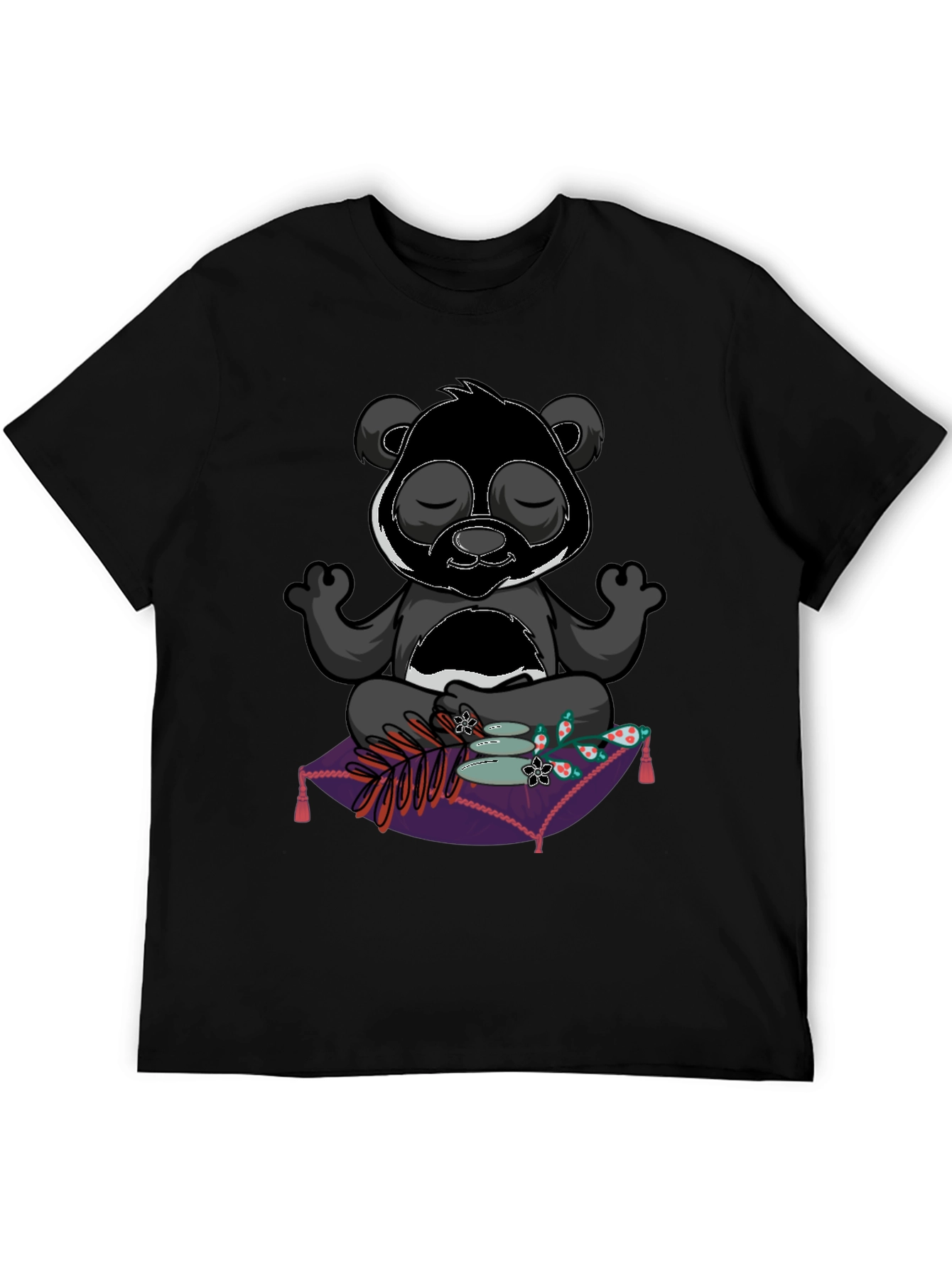 Zen Panda Meditation T-Shirt - Black