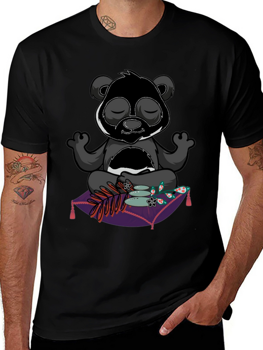 Zen Panda Meditation T-Shirt - Black