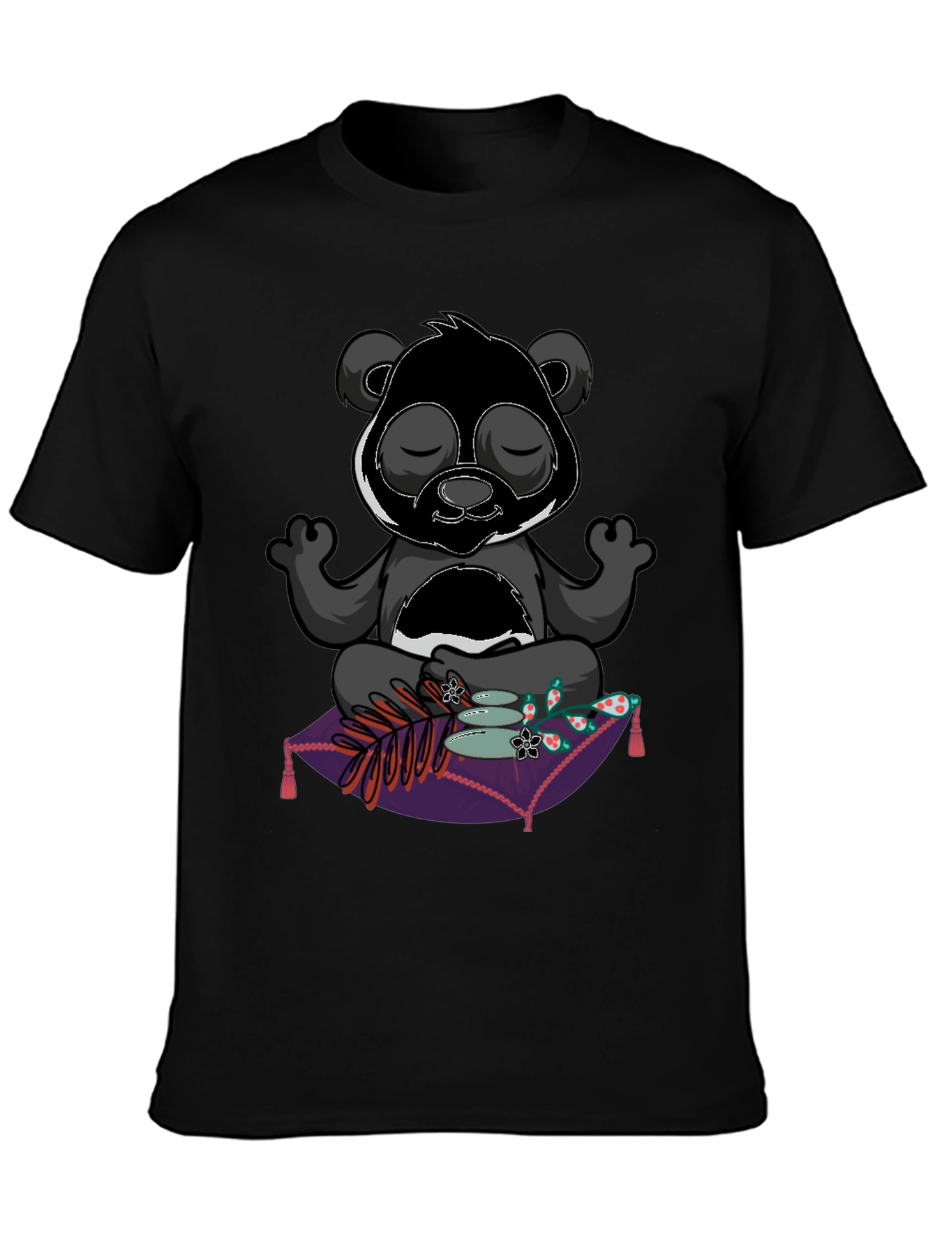 Zen Panda Meditation T-Shirt - Black