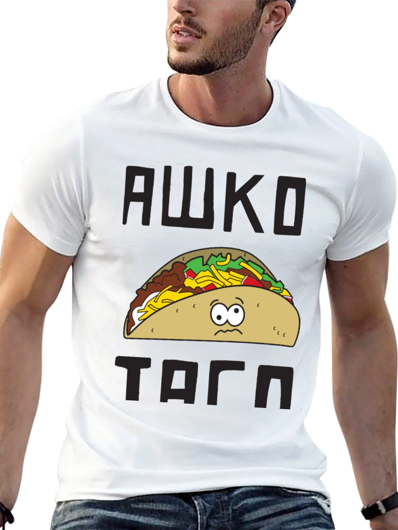 Funny Cartoon Taco Graphic T-Shirt