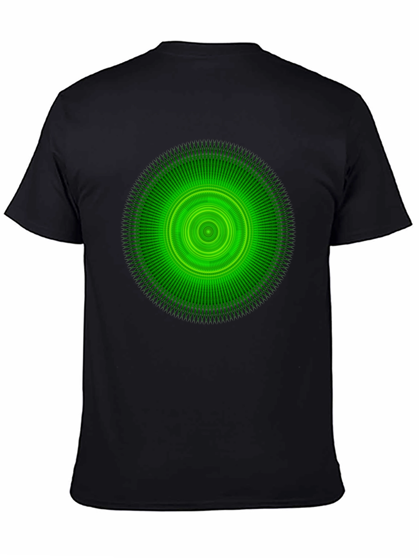 Green Circular Graphic Black T-Shirt