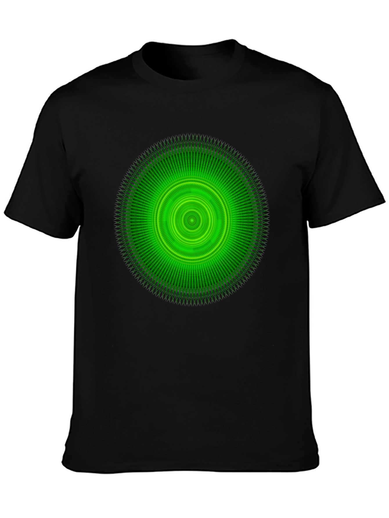 Green Circular Graphic Black T-Shirt