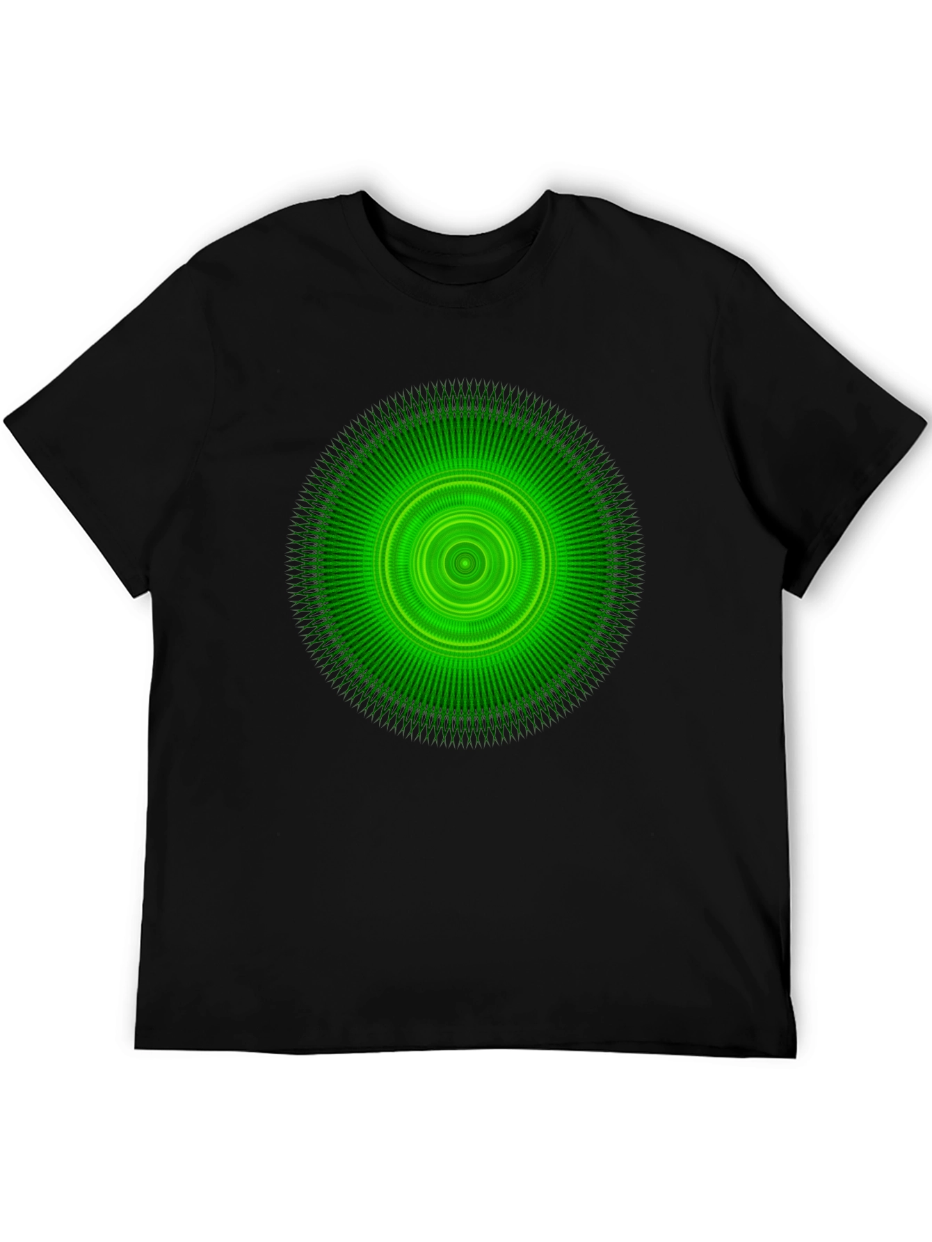 Green Circular Graphic Black T-Shirt