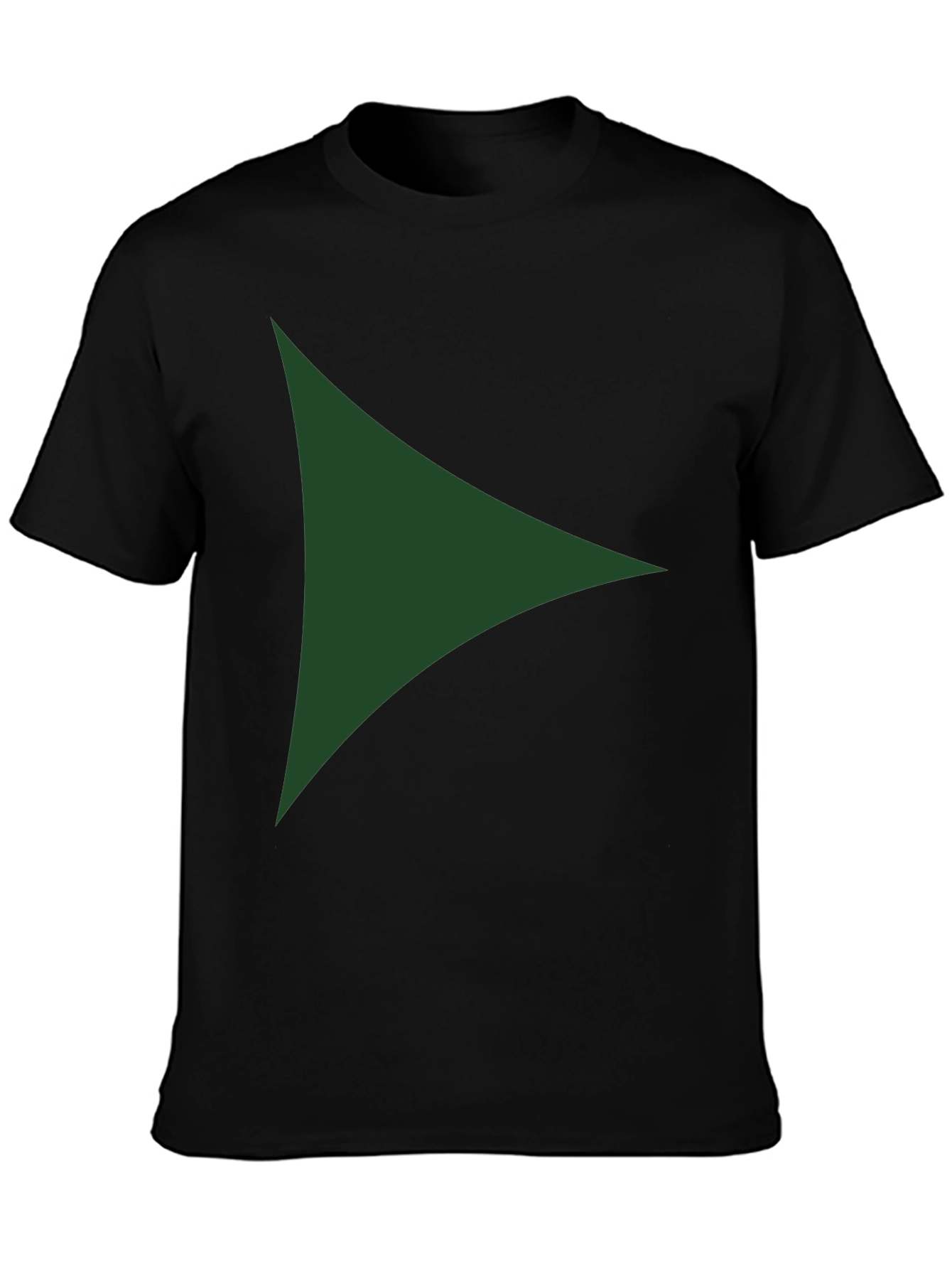 Modern Green Triangle Graphic Black T-Shirt