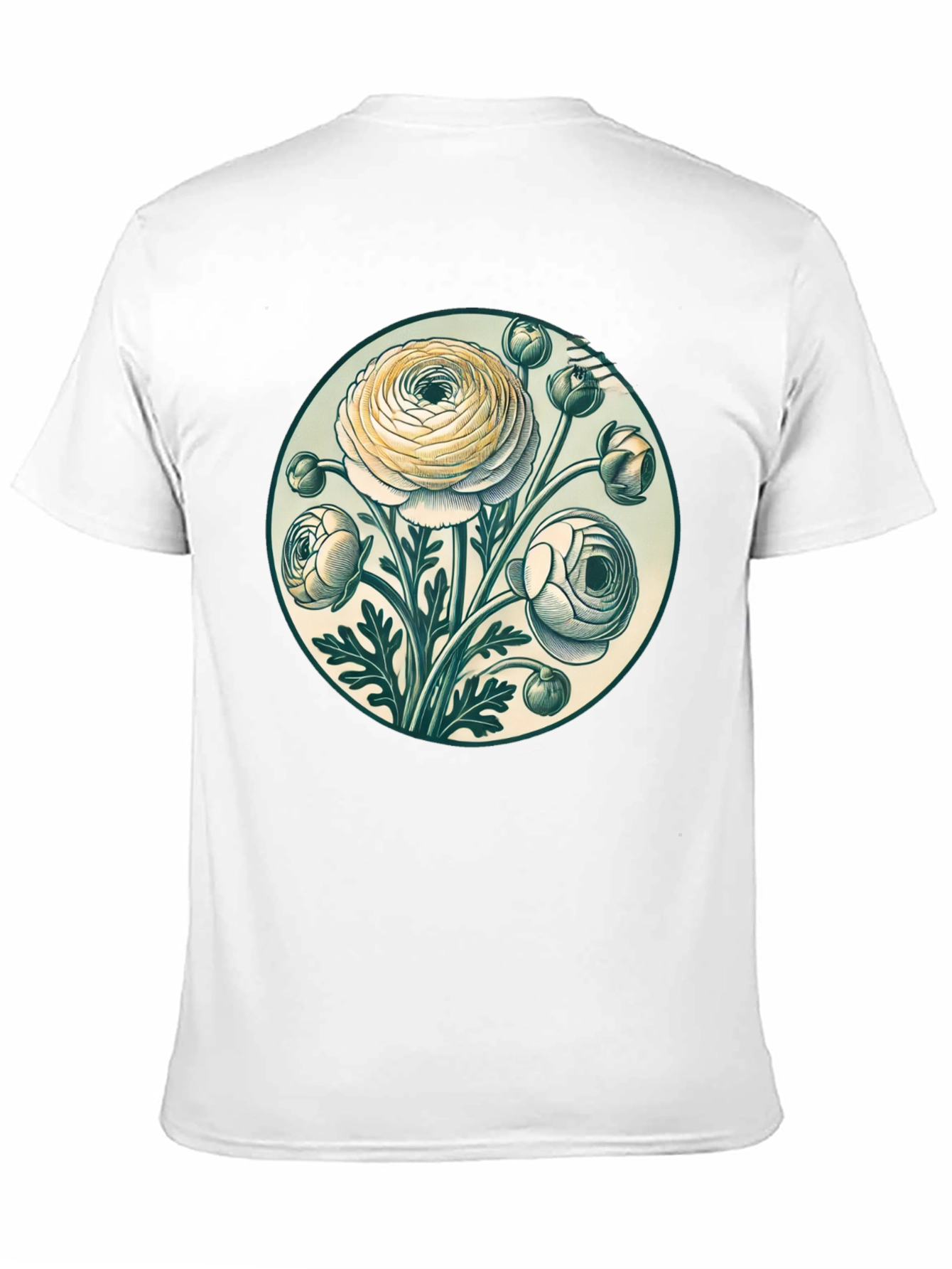 Floral Graphic Tee - Botanical Art Black T-Shirt