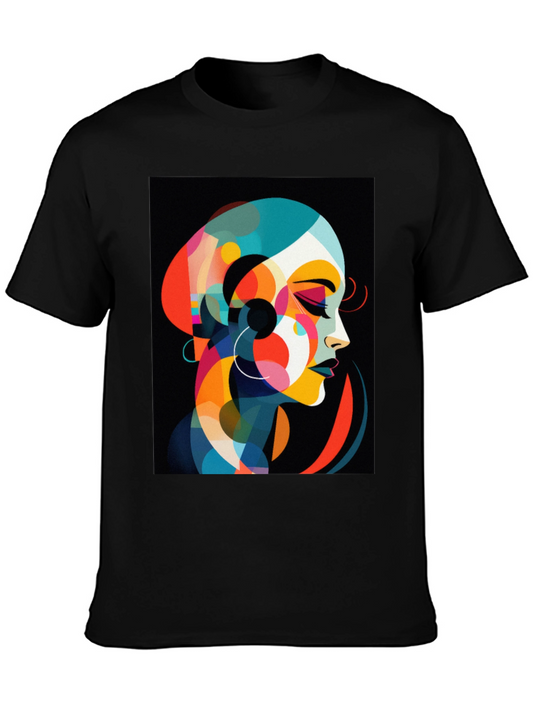 Abstract Woman Graphic Tee - Stylish Black T-Shirt