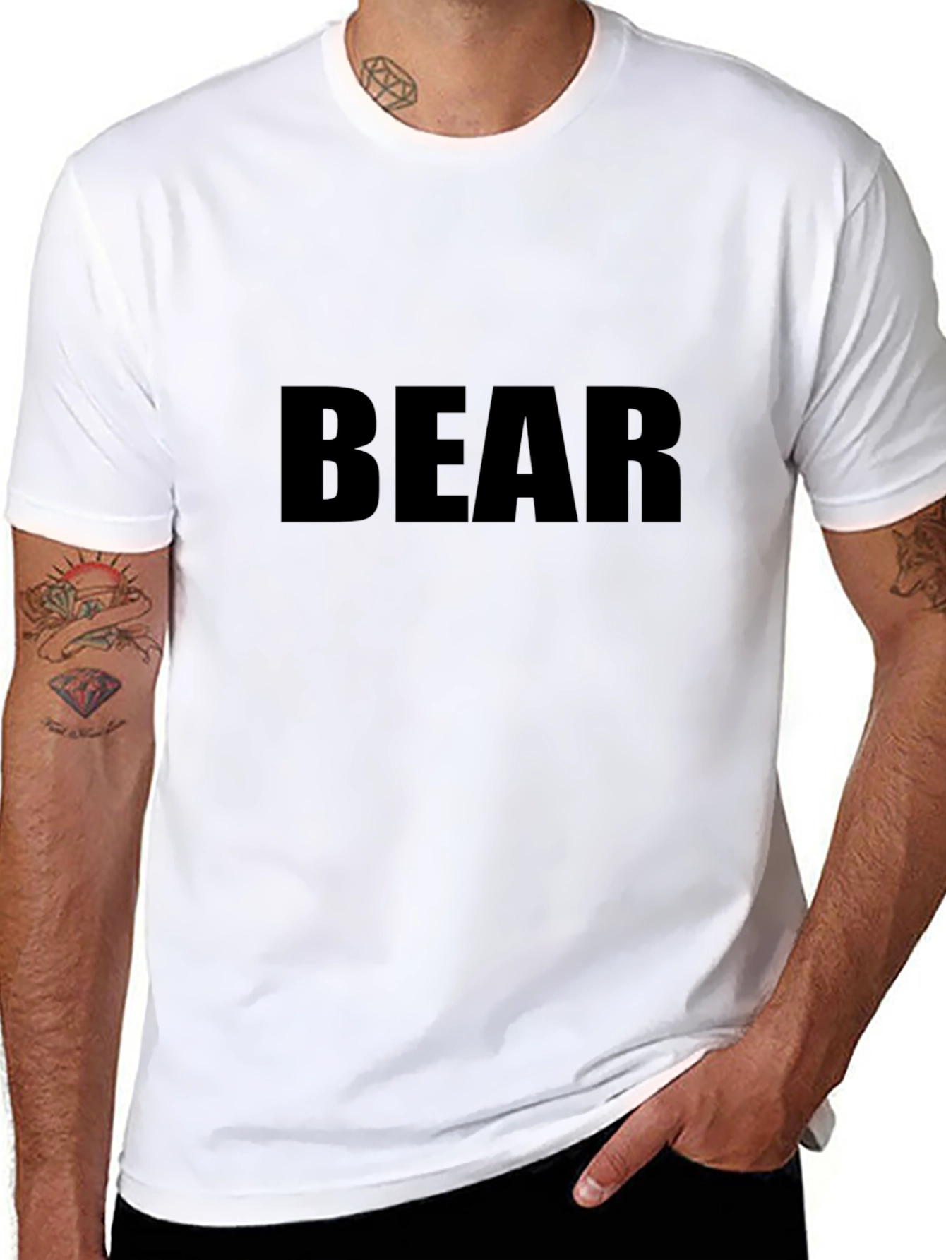 Mens Black BEAR Graphic T-Shirt