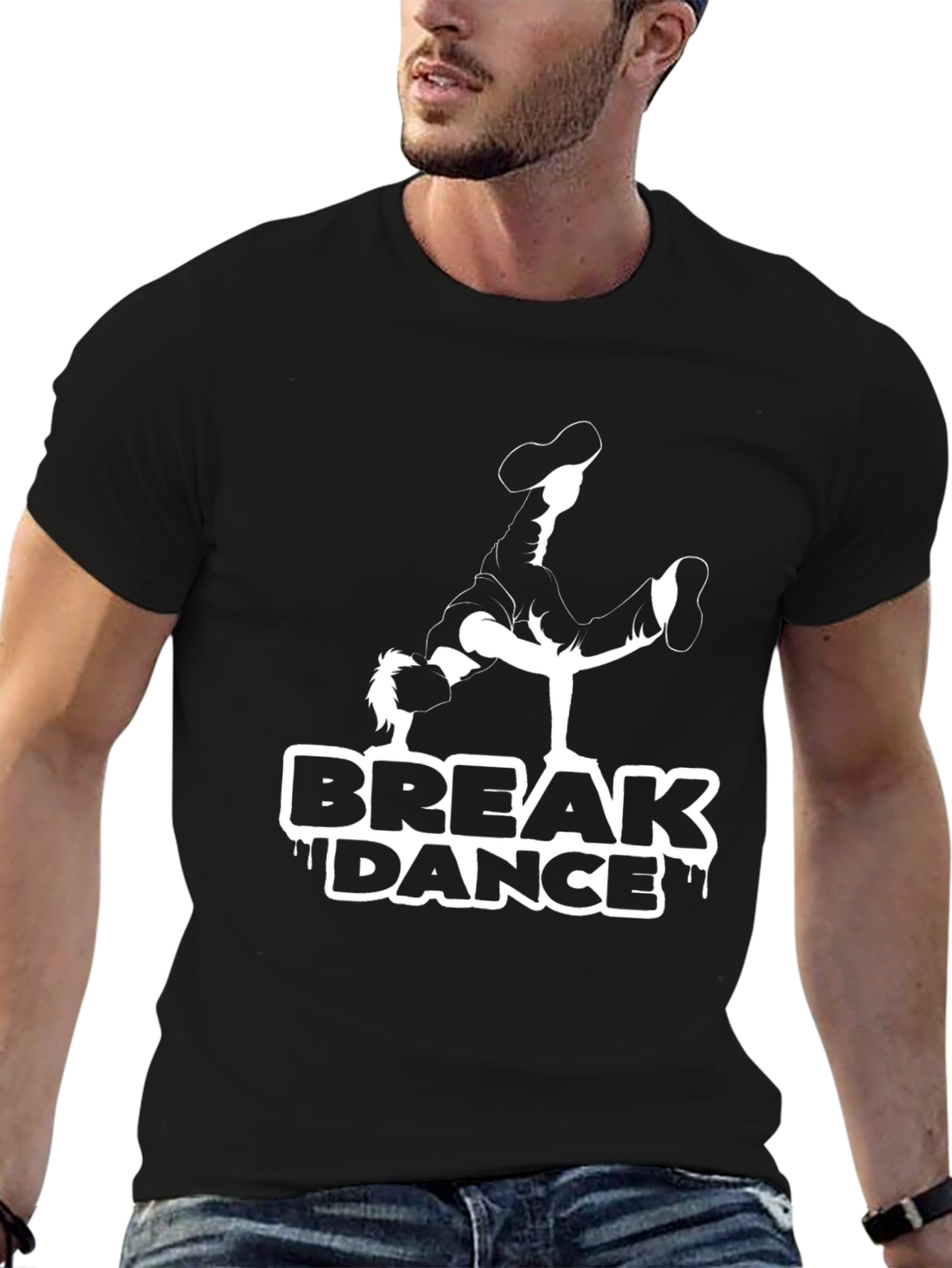 Break Dance Graphic Tee - Black Cotton Shirt
