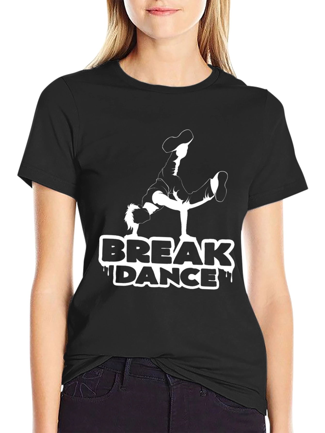 Break Dance Graphic Tee - Black Cotton Shirt