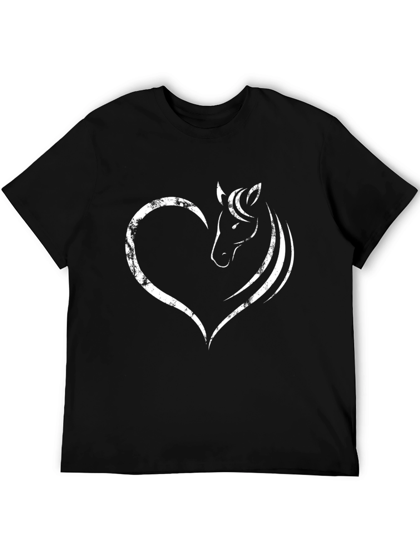 Heart Horse Graphic Tee - Stylish Black T-Shirt