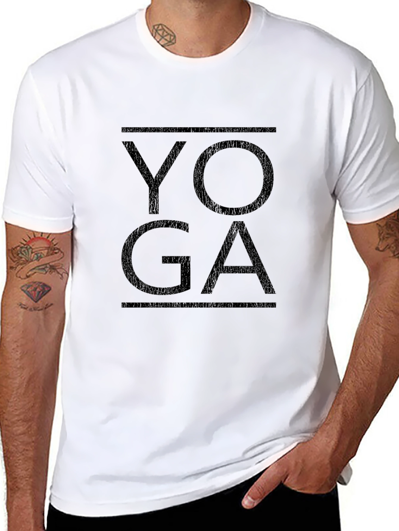 Yoga Graphic Tee - Black Cotton Comfort